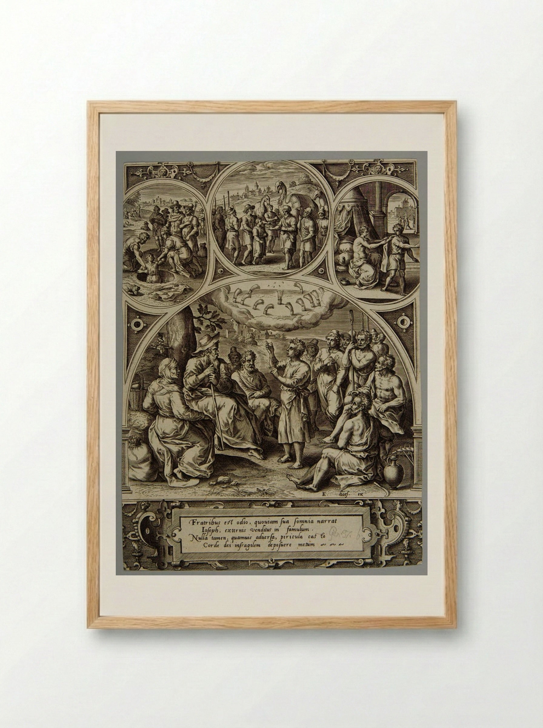 Joseph Telling His Dream - Adriaen Collaert - Framed Print Wood