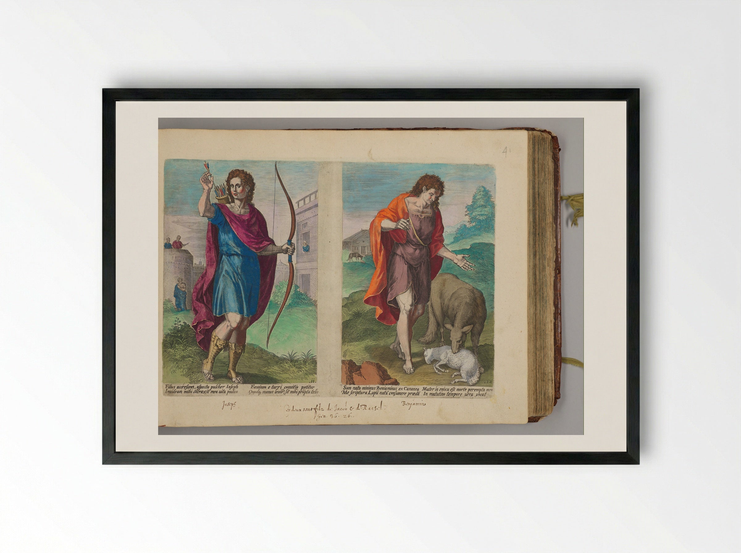 Joseph and Benjamin - Johann Sadeler I - Framed Print Black