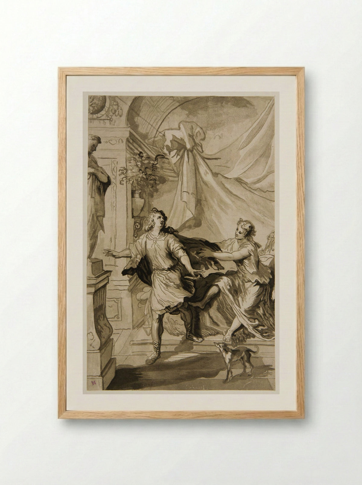 Joseph and Potiphar's Wife - Maria Catharina Prestel - Framed Print Wood