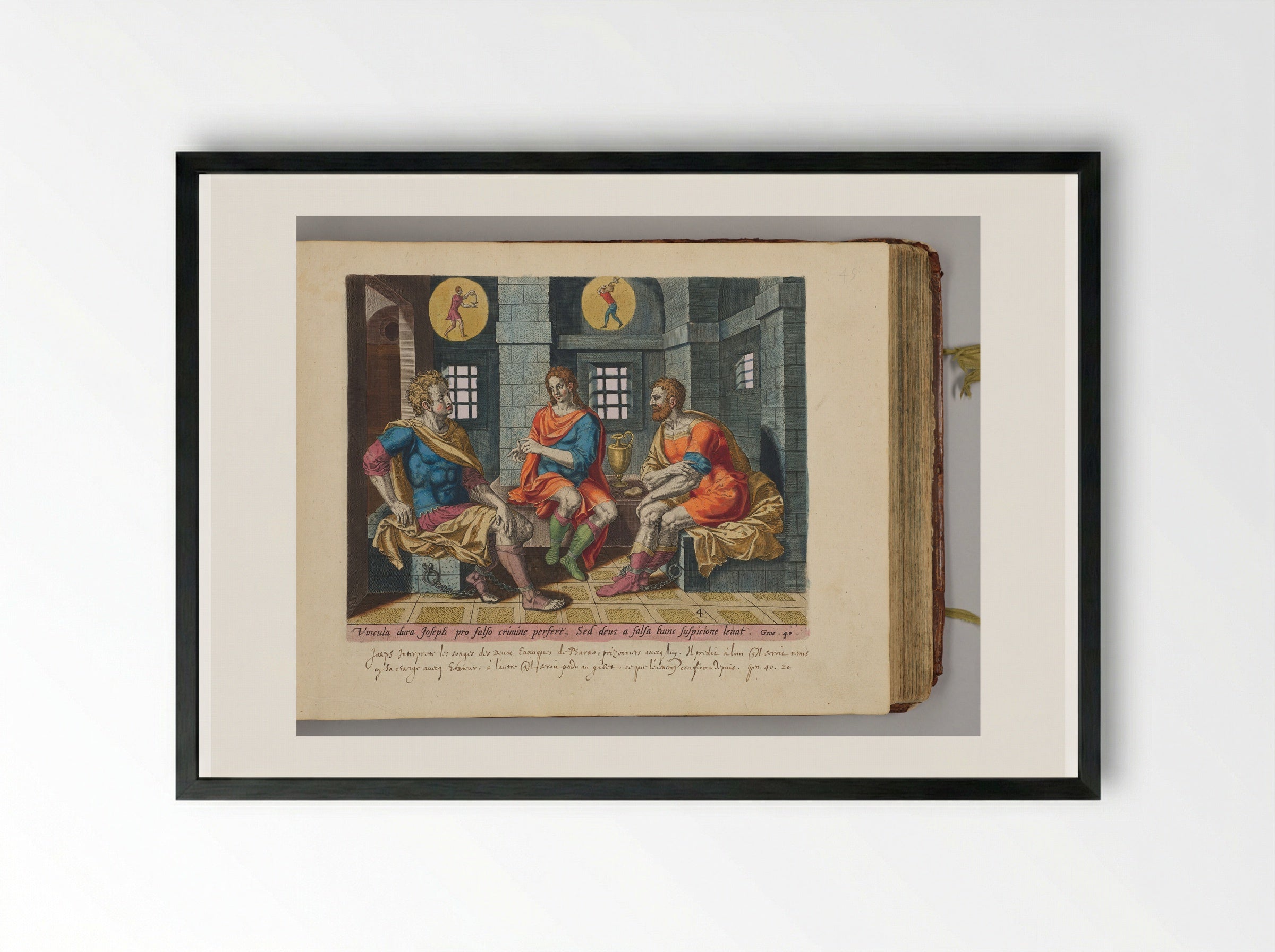 Joseph in Pharaoh's Prison - Hans Collaert the Elder - Framed Print Black