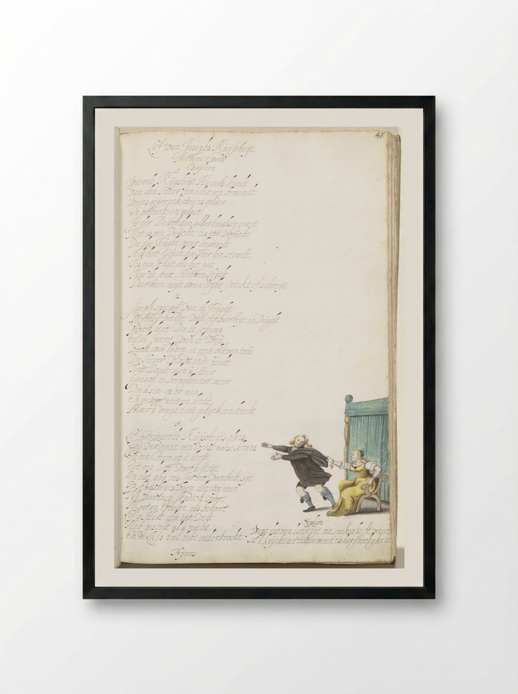 Jozef en de vrouw van Potifar - Gesina ter Borch - Framed Print Black