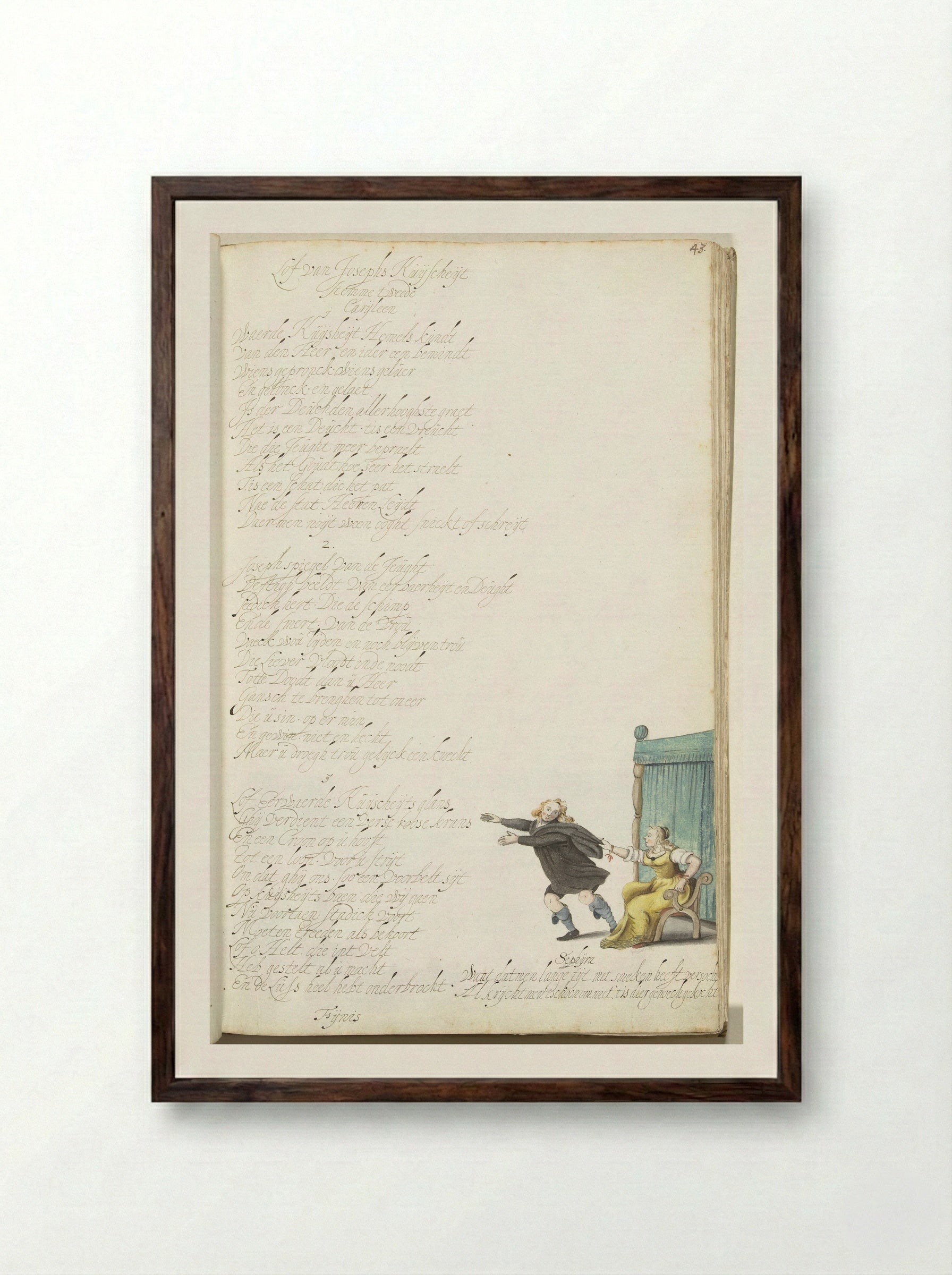 Jozef en de vrouw van Potifar - Gesina ter Borch - Framed Print Dark Wood