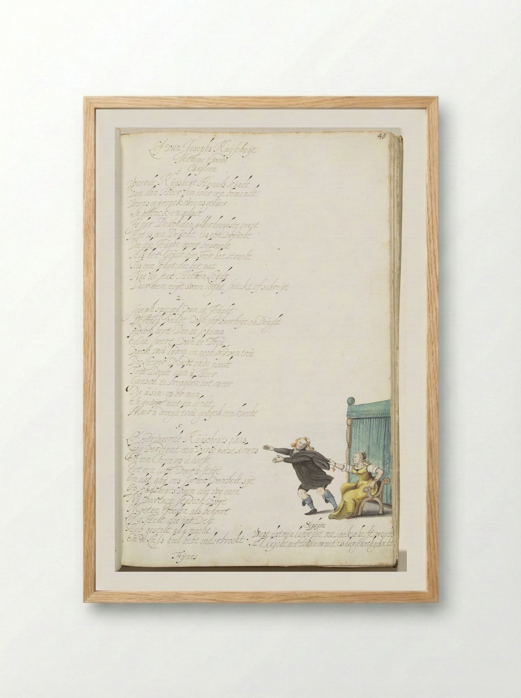 Jozef en de vrouw van Potifar - Gesina ter Borch - Framed Print Wood