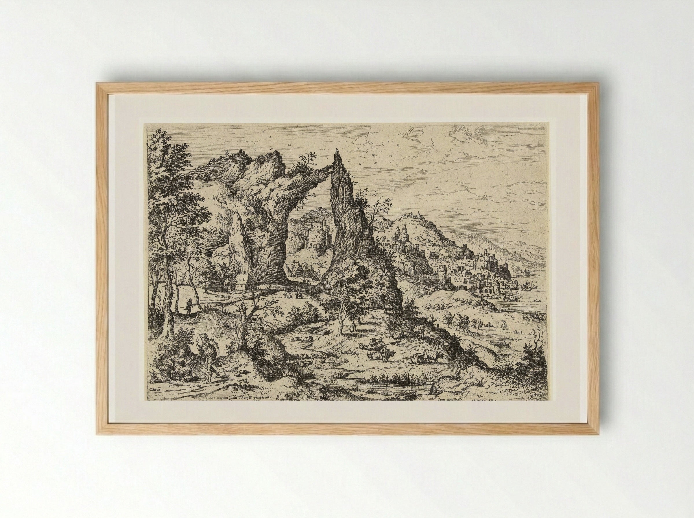Juda and Tamar - Hieronymus Cock - Framed Print Wood