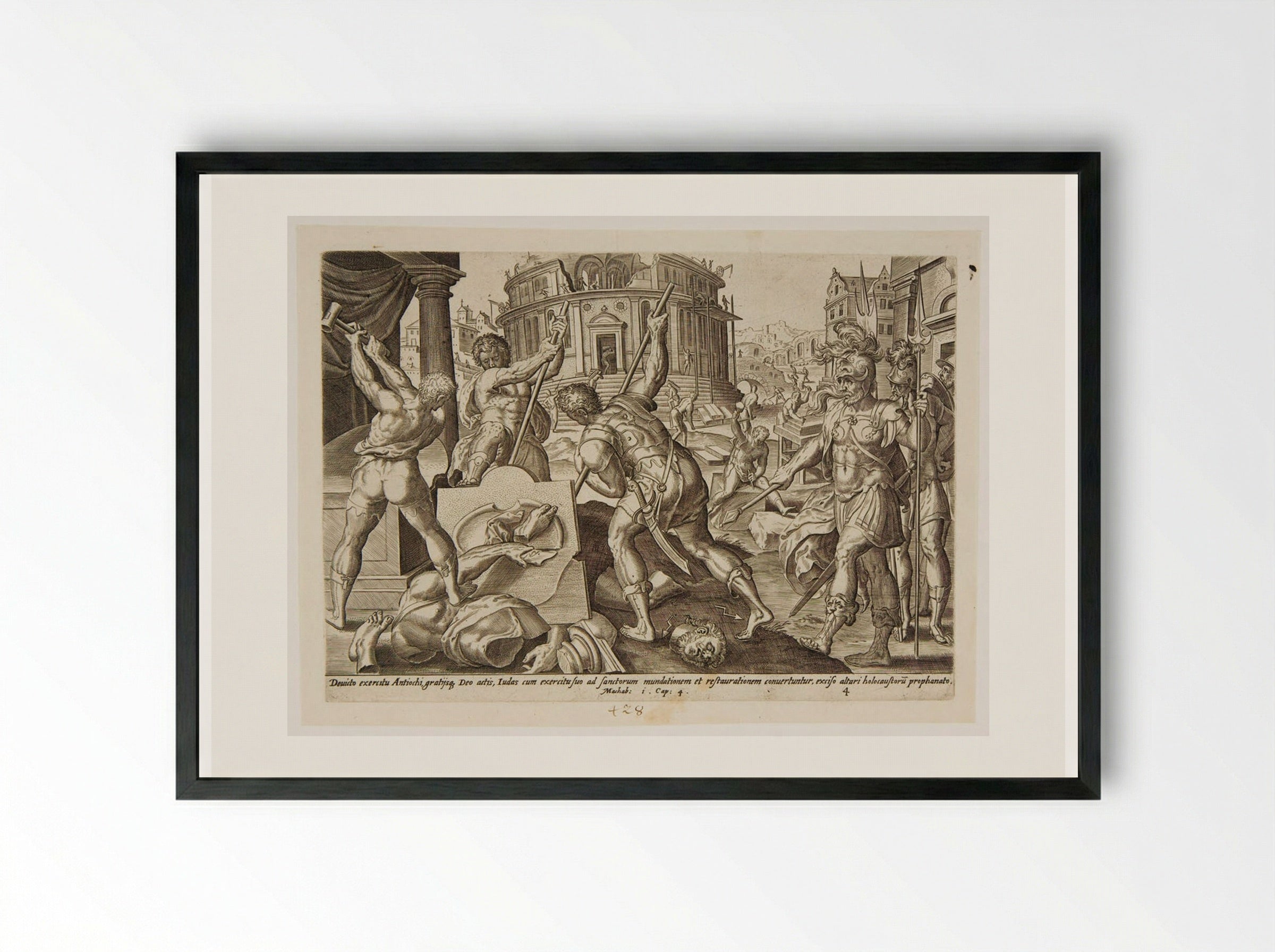 Judas Maccabee Ordering the Cleansing of the Holy Place - Johannes Wierix - Framed Print Black