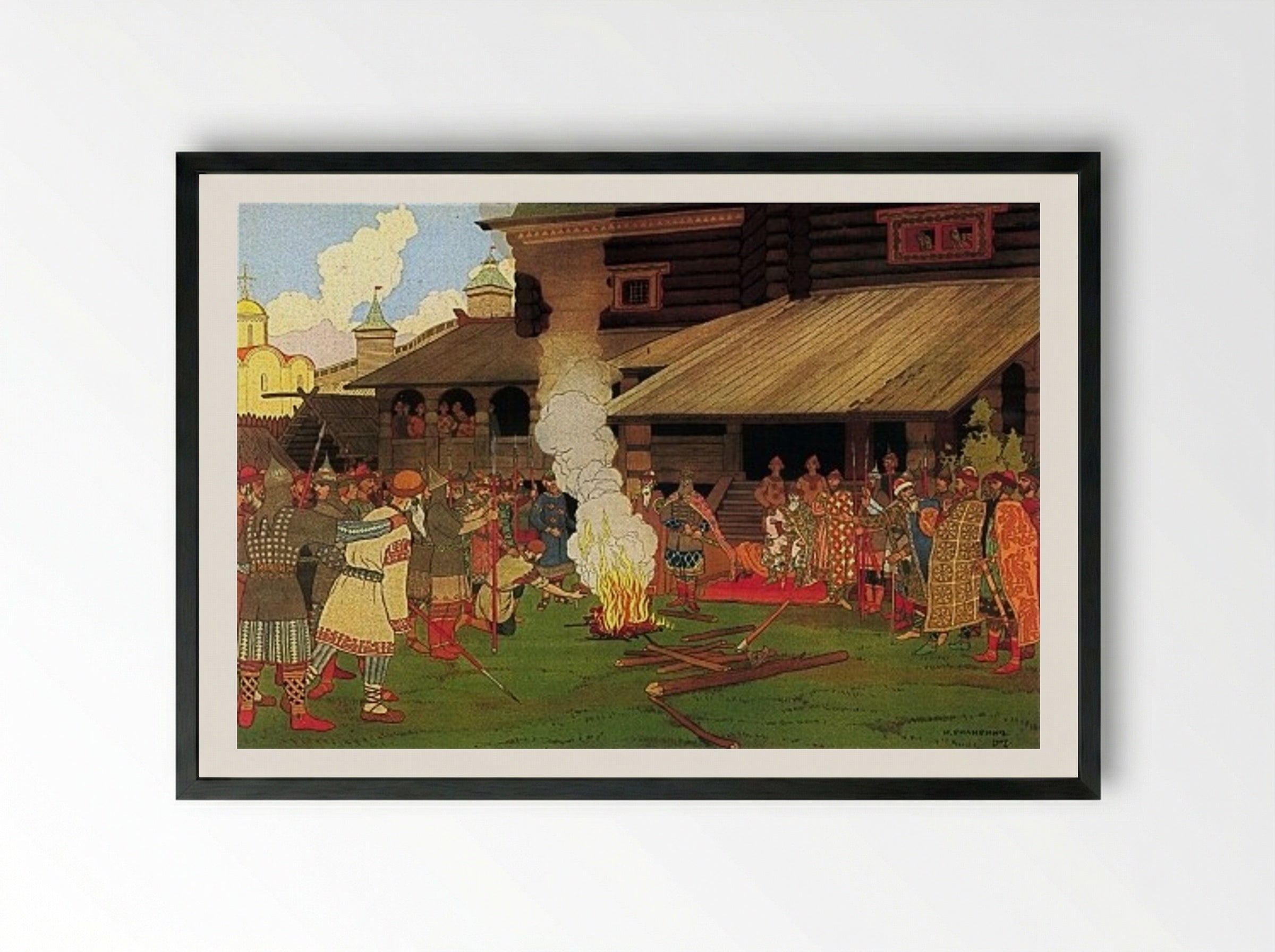 Judgment during the Russian Pravda - Ivan Bilibin - Framed Print Black