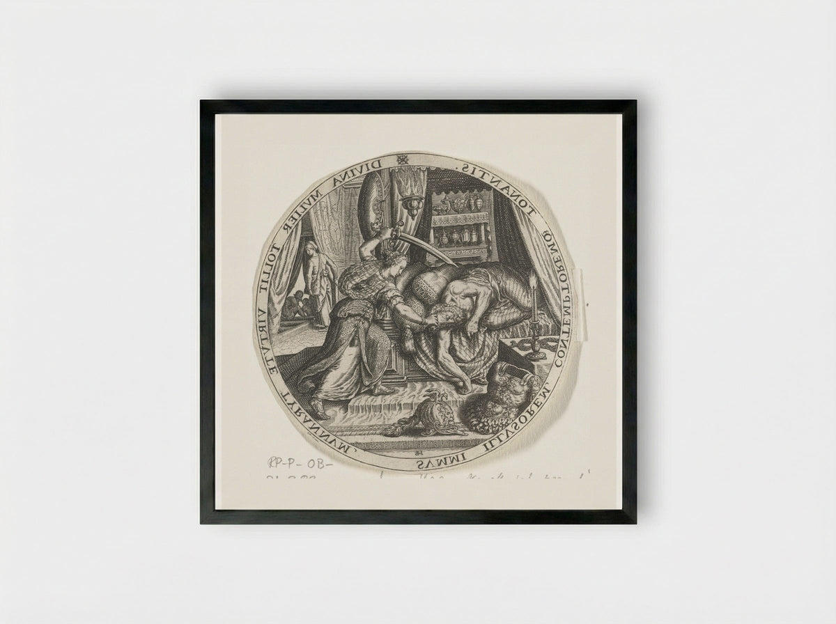 Judith and Holofernes - Johann Theodor de Bry - Framed Print Black