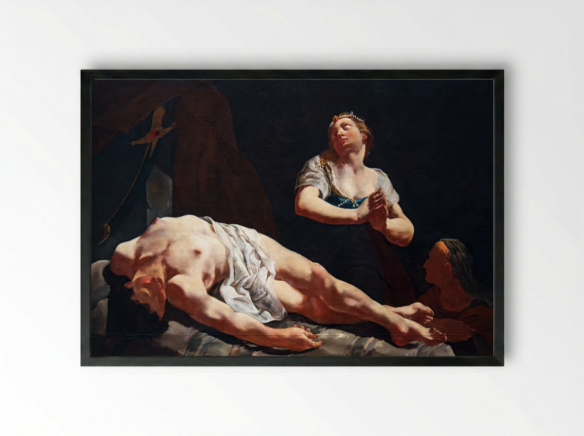 Judith and Holofernes - Giulia Lama - Framed Print Black