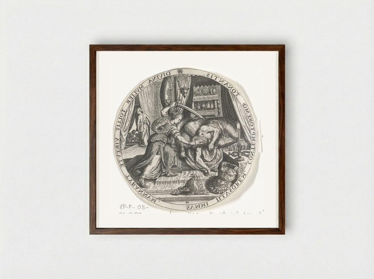 Judith and Holofernes - Johann Theodor de Bry - Framed Print Dark Wood