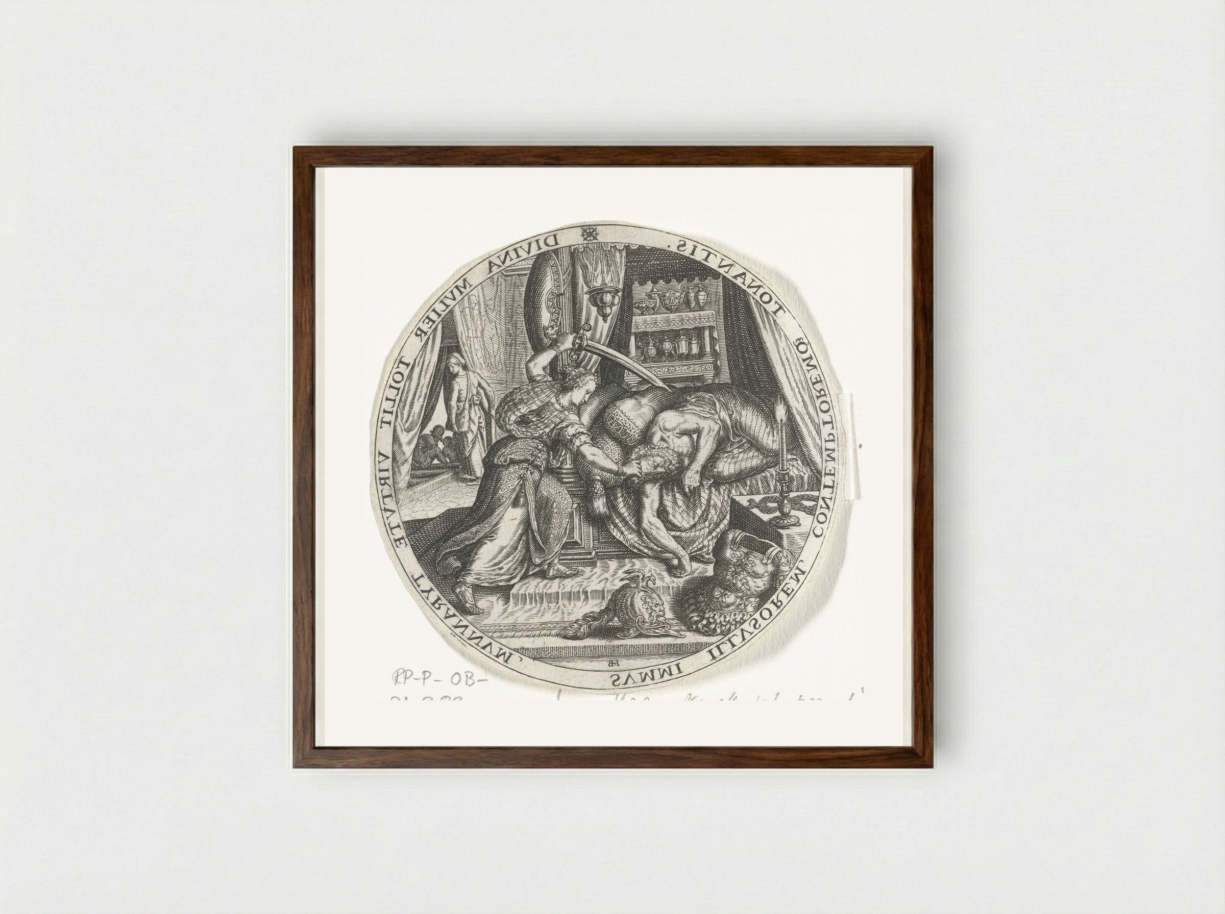 Judith and Holofernes - Johann Theodor de Bry - Framed Print Dark Wood