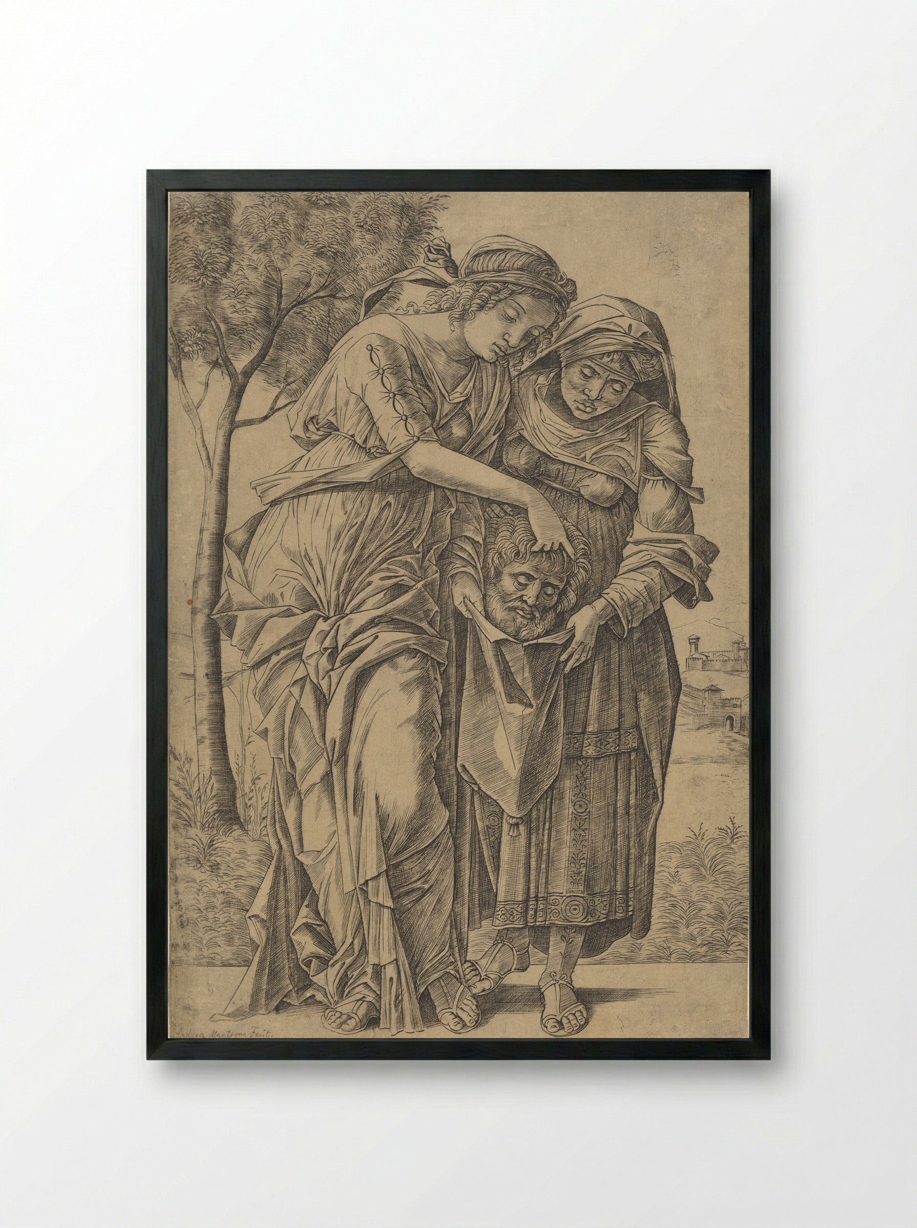 Judith with the Head of Holofernes - Girolamo Mocetto - Framed Print Black