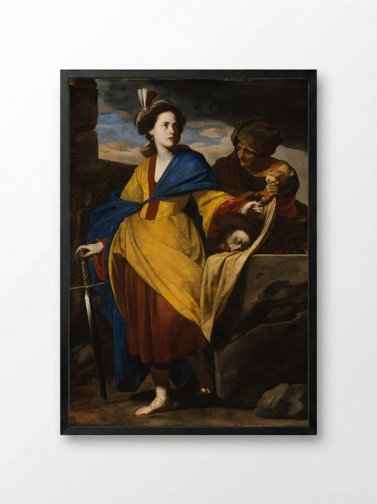 Judith with the Head of Holofernes - Massimo Stanzione - Framed Print Black