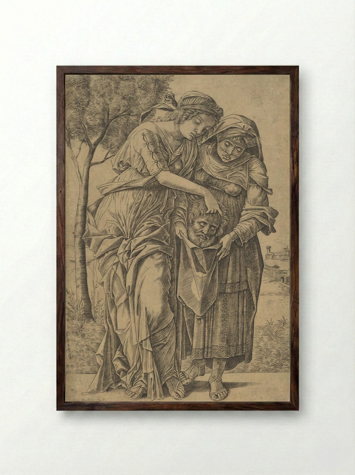 Judith with the Head of Holofernes - Girolamo Mocetto - Framed Print Dark Wood