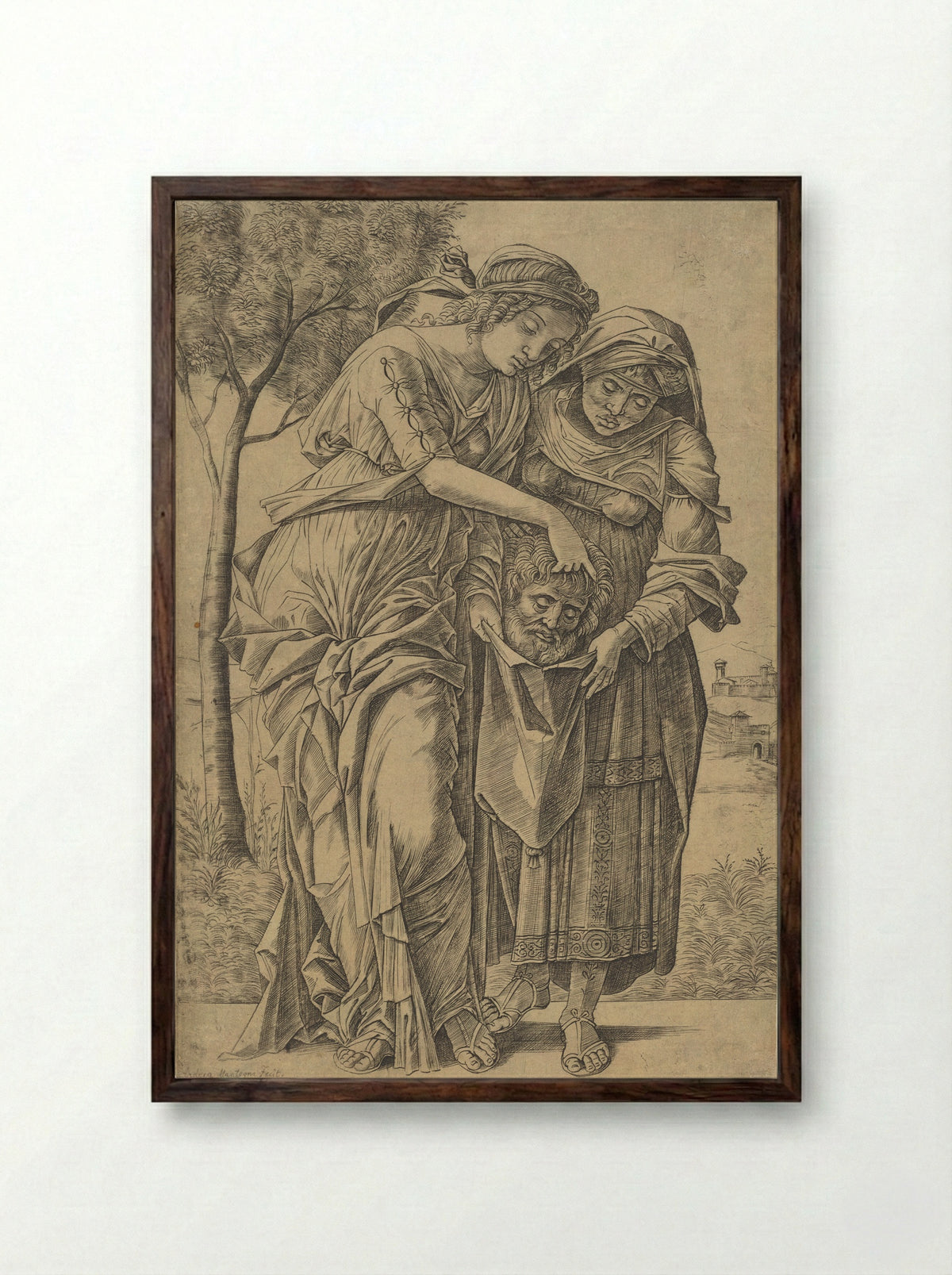 Judith with the Head of Holofernes - Girolamo Mocetto - Framed Print Dark Wood