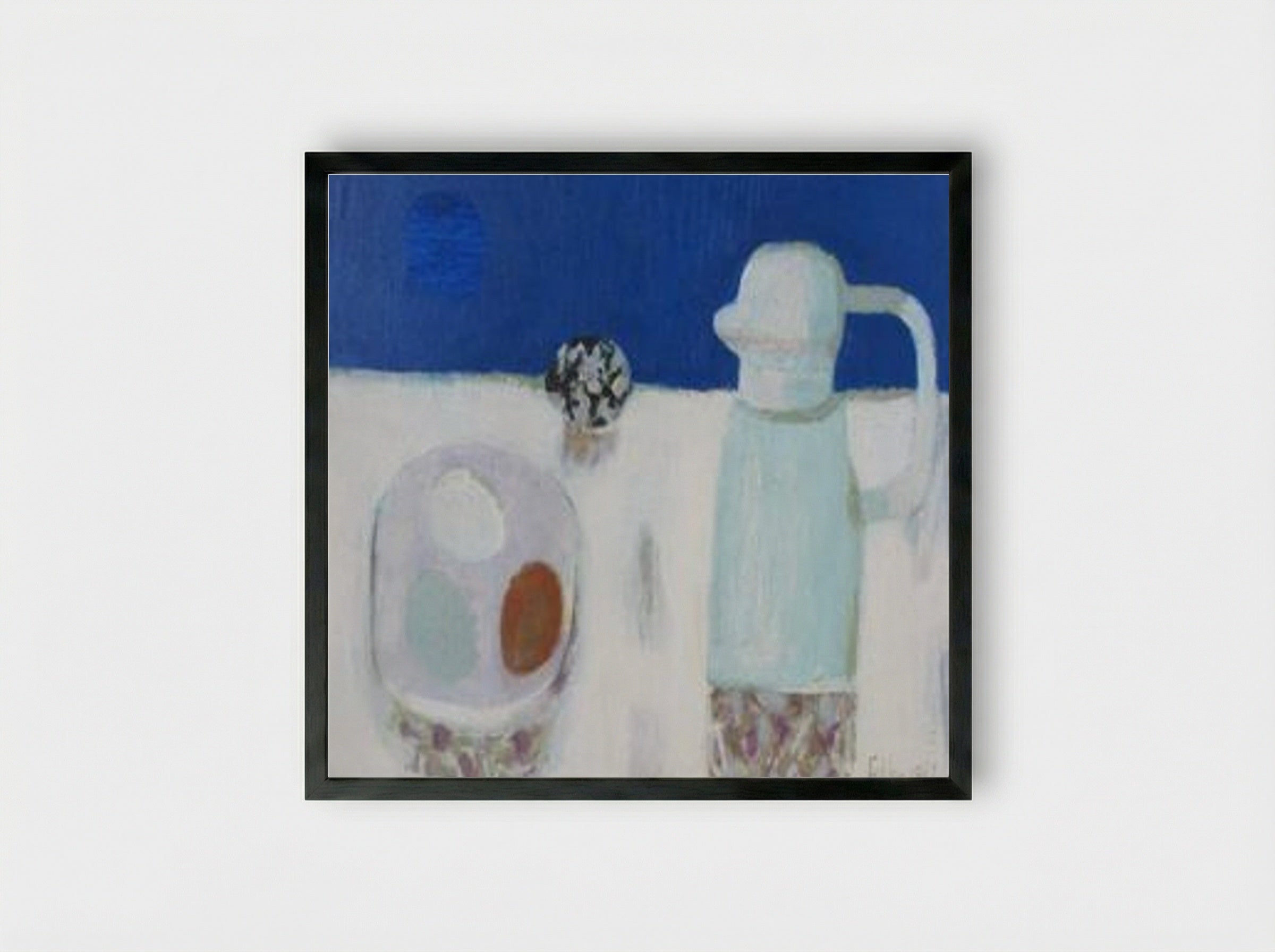 Jug and Four Eggs - Mary Fedden - Framed Print Black