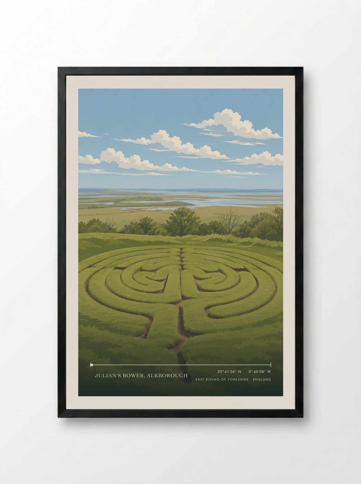 Julian's Bower, Alkborough, East Riding of Yorkshire | Travel Poster - Framed Print Black