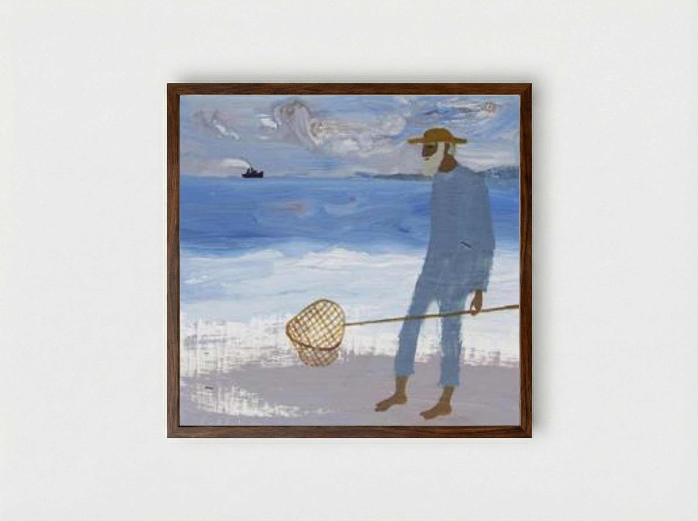 Julian with a Fishing Net - Mary Fedden - Framed Print Dark Wood