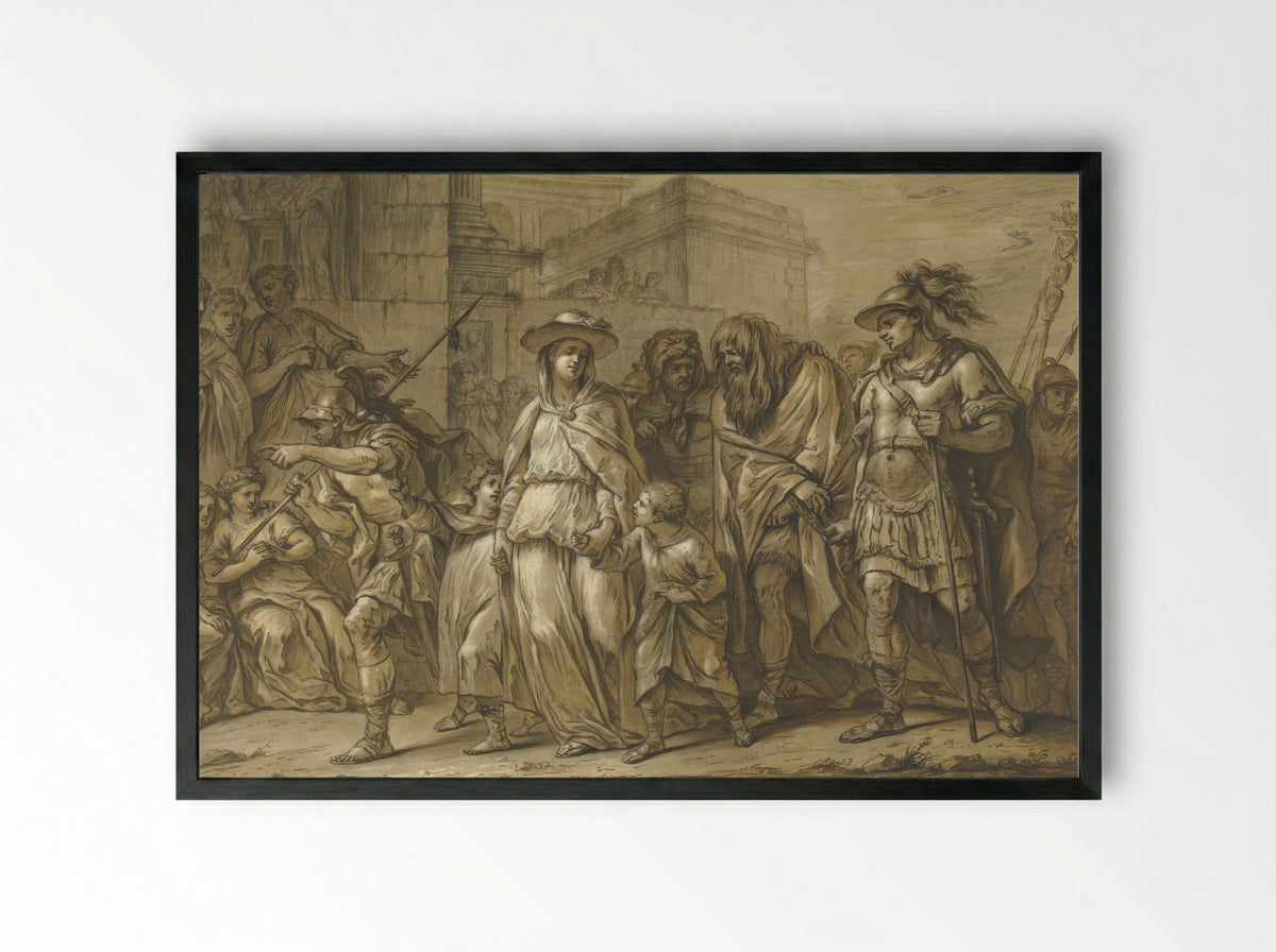 Julius Sabinus and Epponina Led as Prisoners to Rome - Blaise Nicolas Lesueur - Framed Print Black