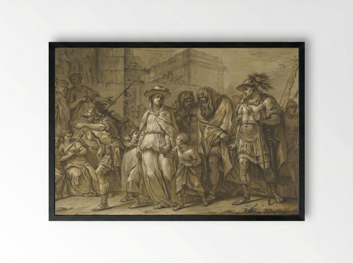 Julius Sabinus and Epponina Led as Prisoners to Rome - Blaise Nicolas Lesueur - Framed Print Black