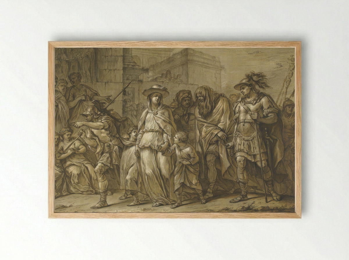 Julius Sabinus and Epponina Led as Prisoners to Rome - Blaise Nicolas Lesueur - Framed Print Wood