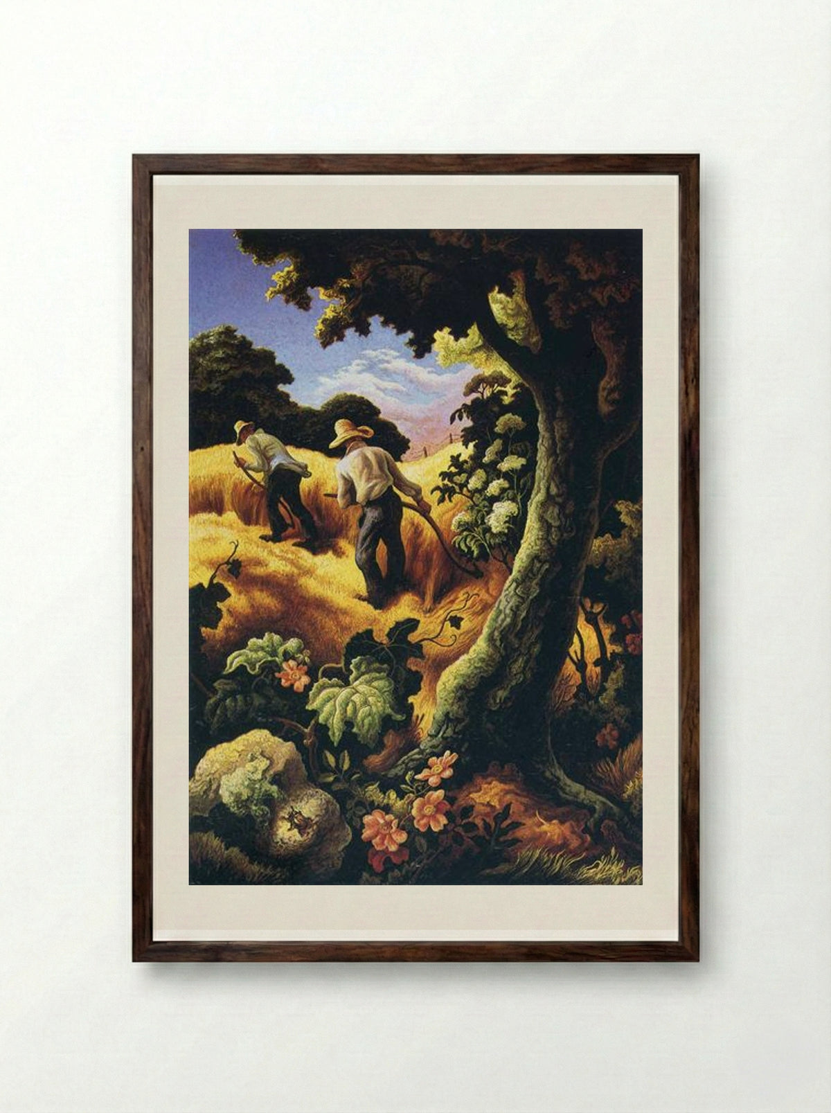 July Hay - Thomas Hart Benton - Framed Print Dark Wood