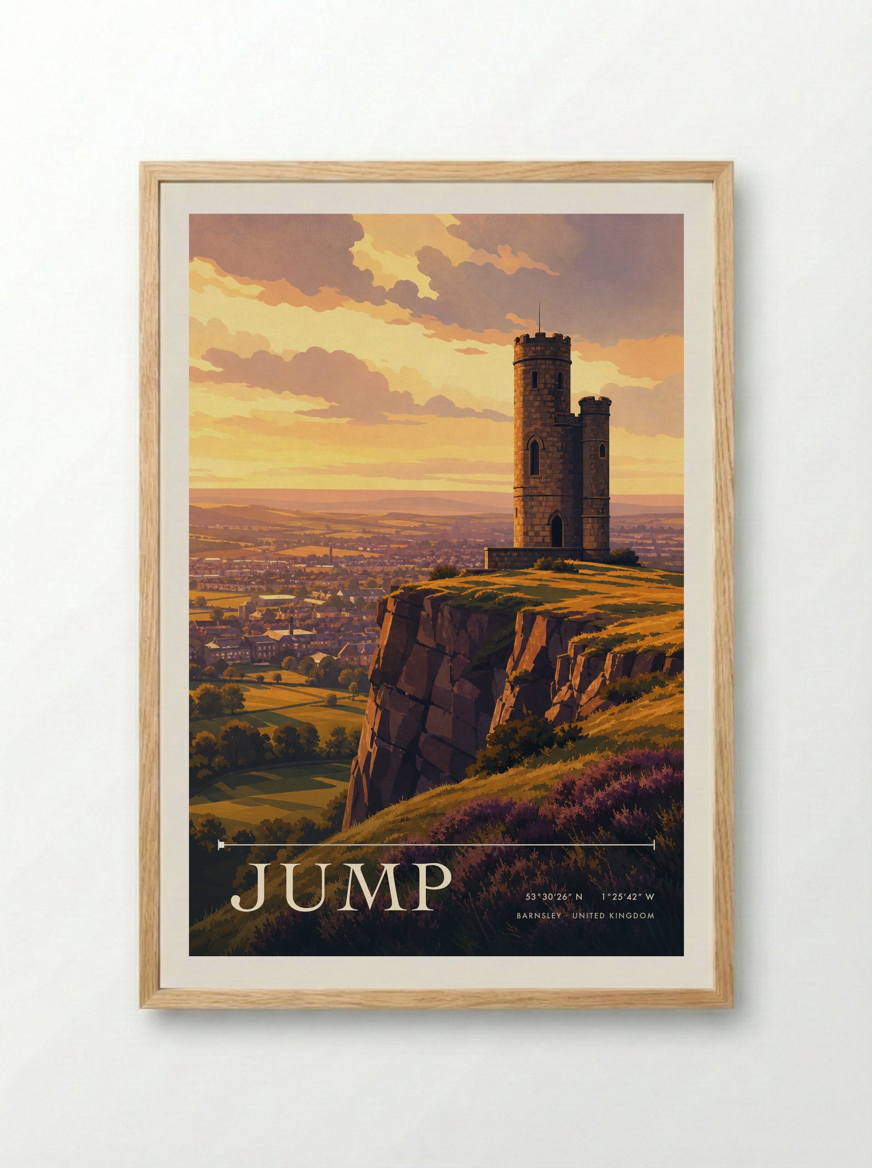 Jump Barnsley United Kingdom Travel Poster - Framed Print Wood