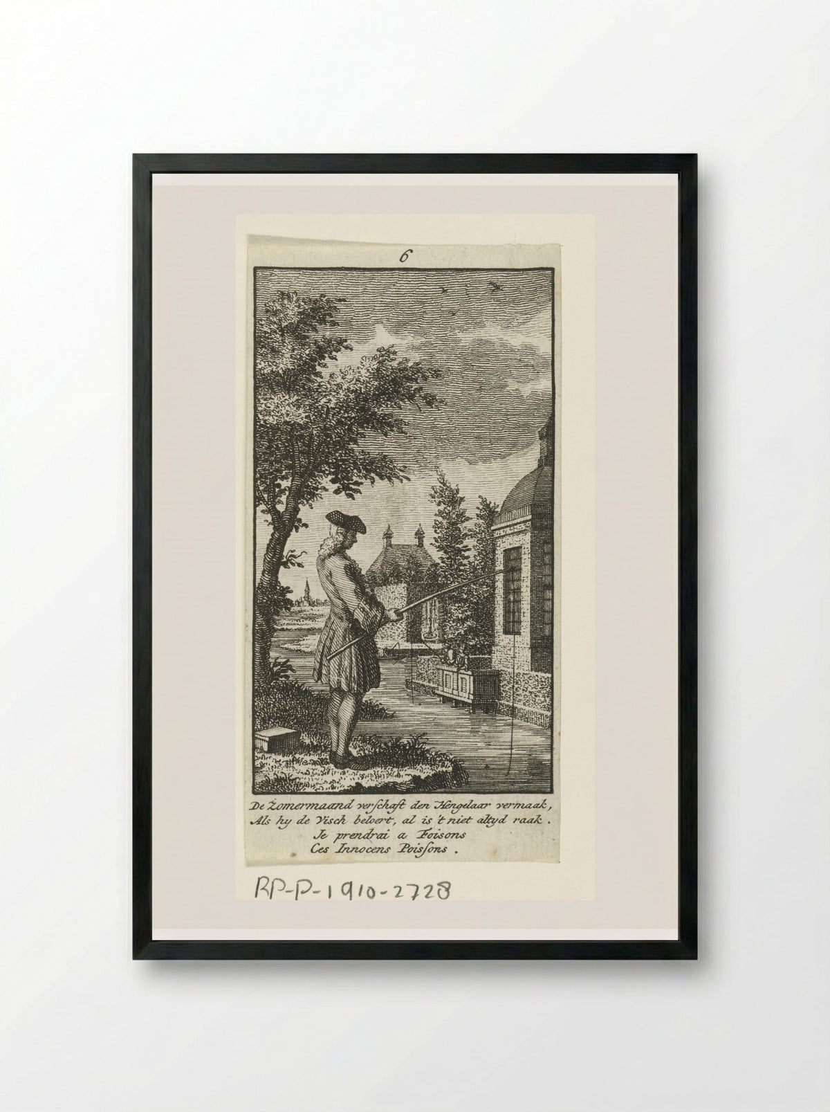 June: The Angler - Jan Caspar Philips - Framed Print Black