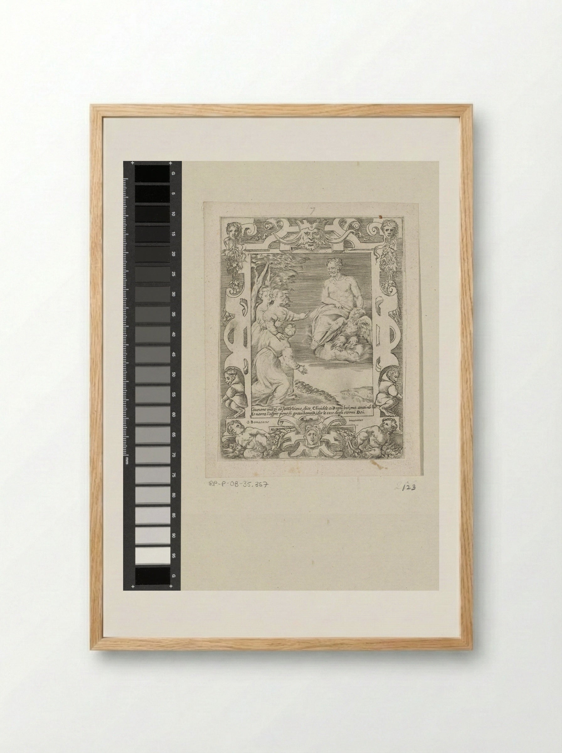 Juno Asking Jupiter to Help the Greeks - Giulio Bonasone - Framed Print Wood