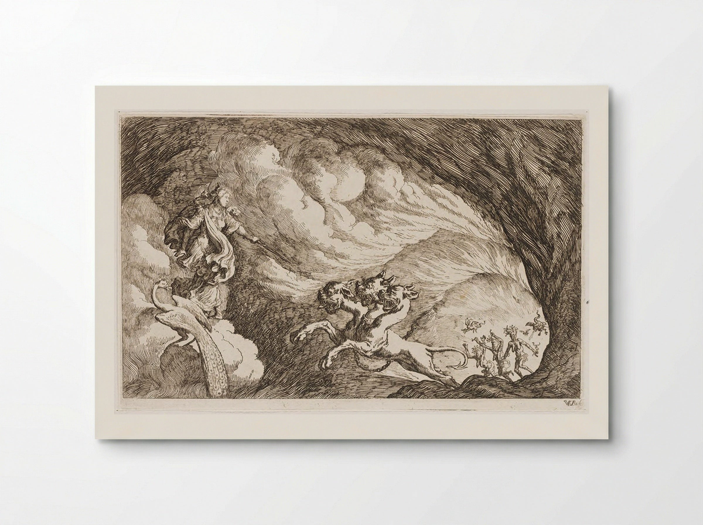Juno Defies Cerberus and Enters Hades - Johann Wilhelm Baur - Poster