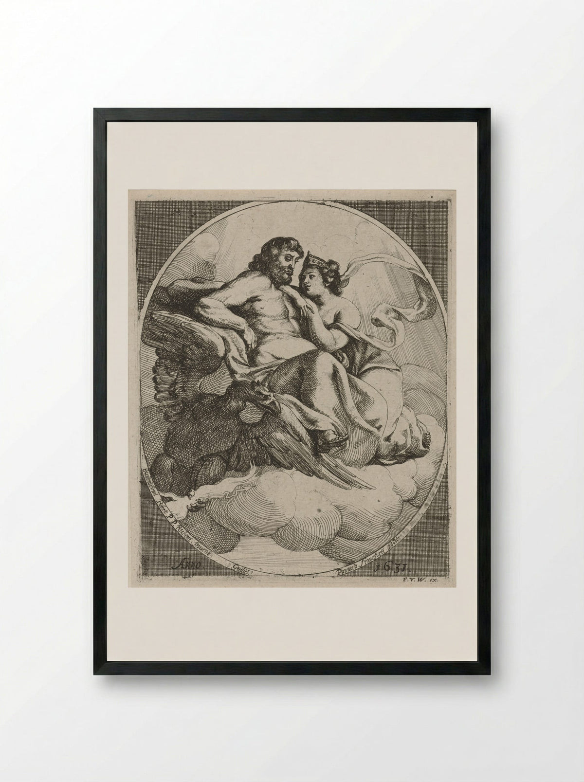 Juno Reclining on the Shoulder of Jupiter - Willem Panneels - Framed Print Black