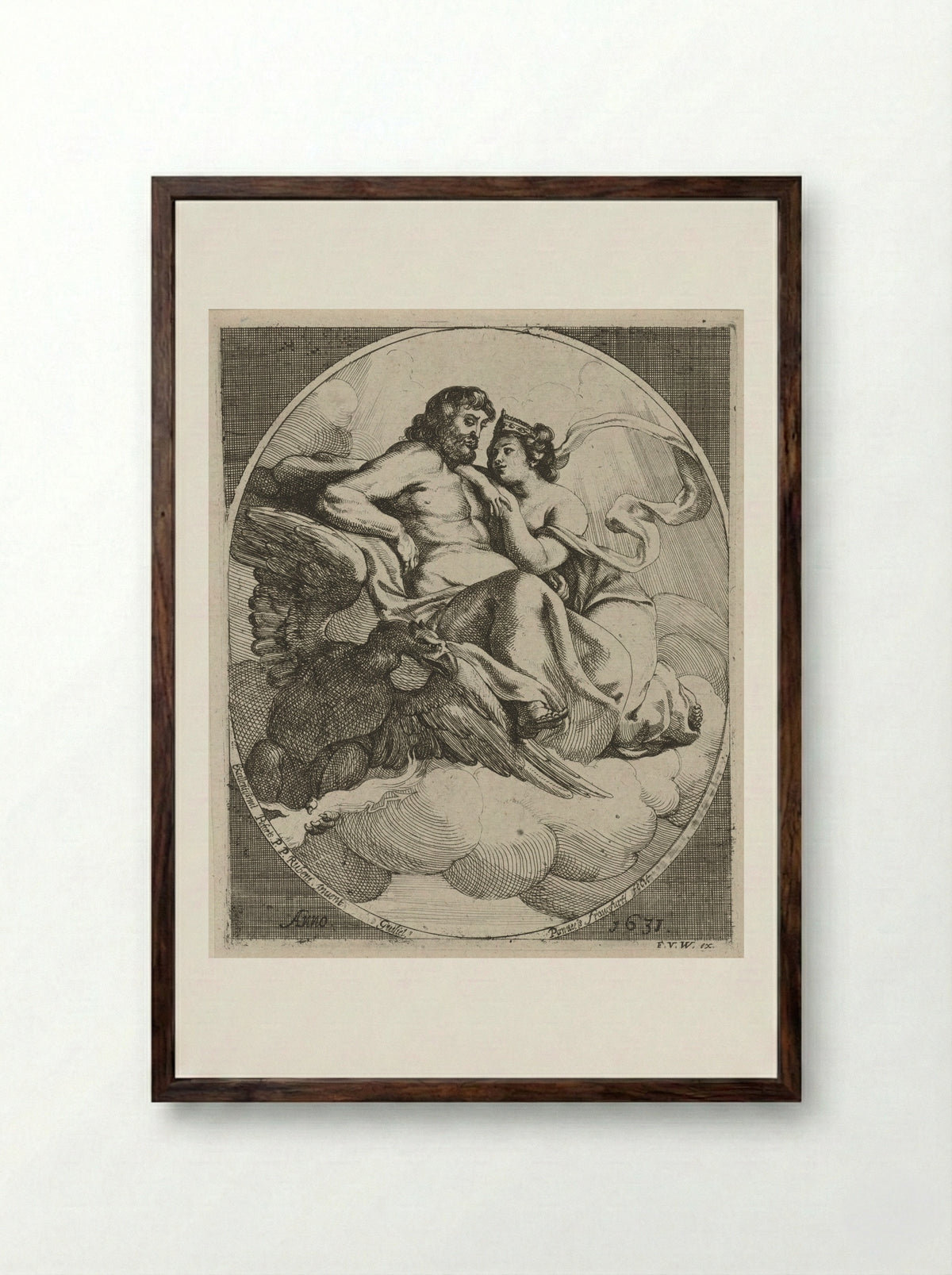 Juno Reclining on the Shoulder of Jupiter - Willem Panneels - Framed Print Dark Wood