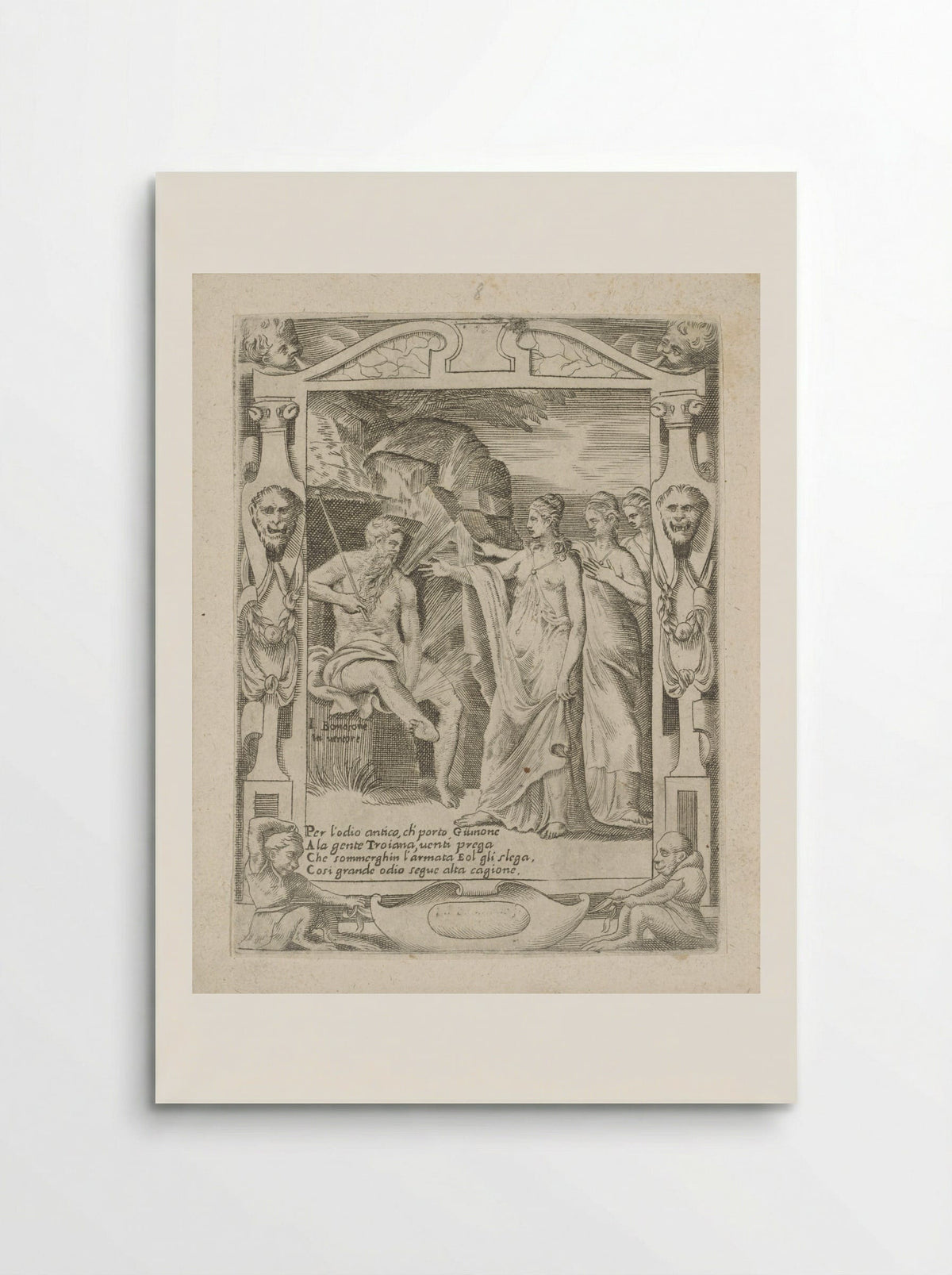 Juno Requests Aeolus to Release the Winds - Giulio Bonasone - Poster