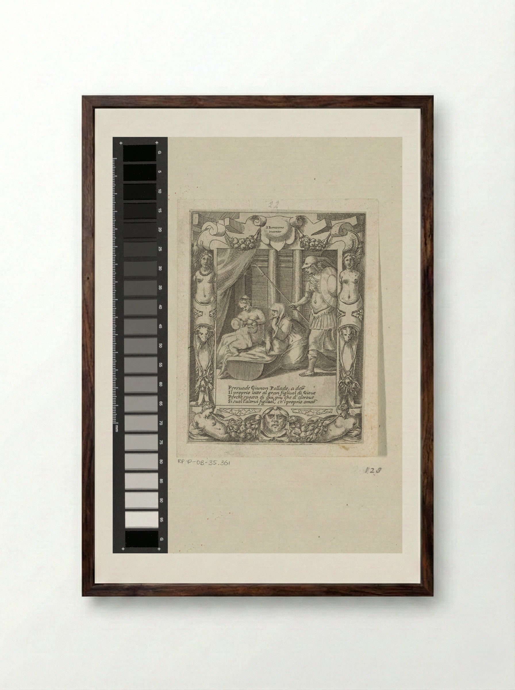 Juno Suckling the Infant Hercules - Giulio Bonasone - Framed Print Dark Wood