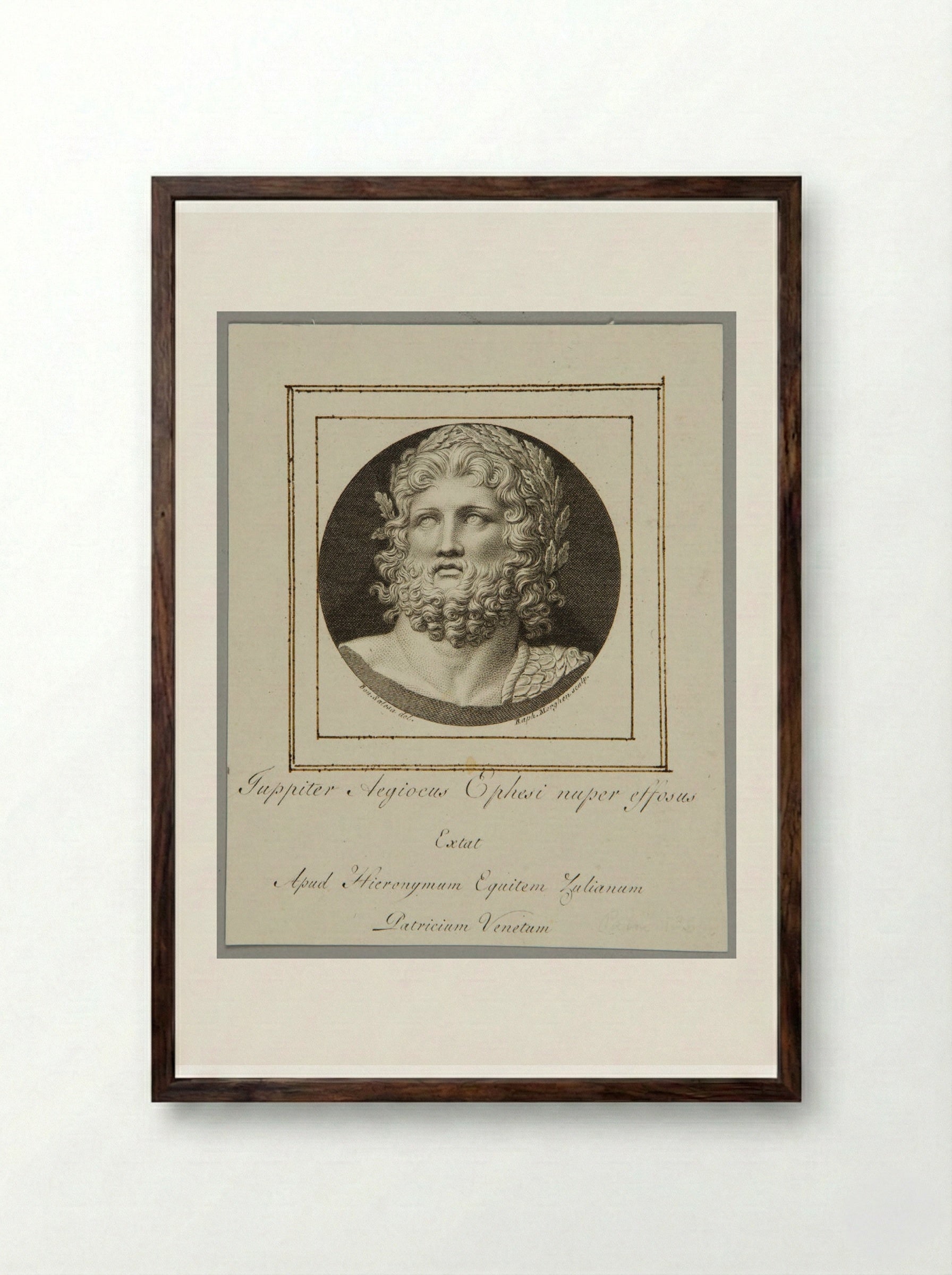 Jupiter Aegiocus, after the Antique - Raphael Morghen - Framed Print Dark Wood