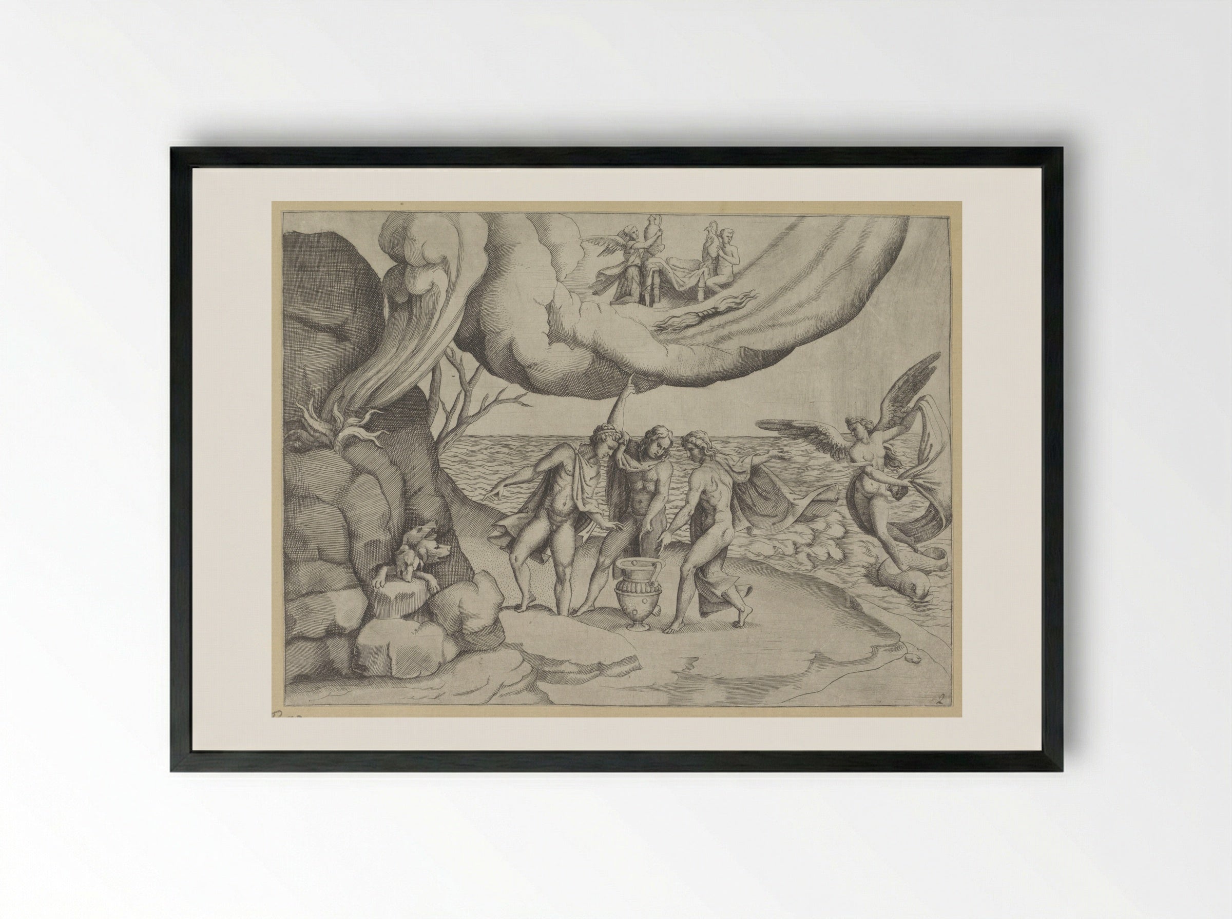 Jupiter, Neptune and Pluto Dividing the Universe - Giulio Bonasone - Framed Print Black