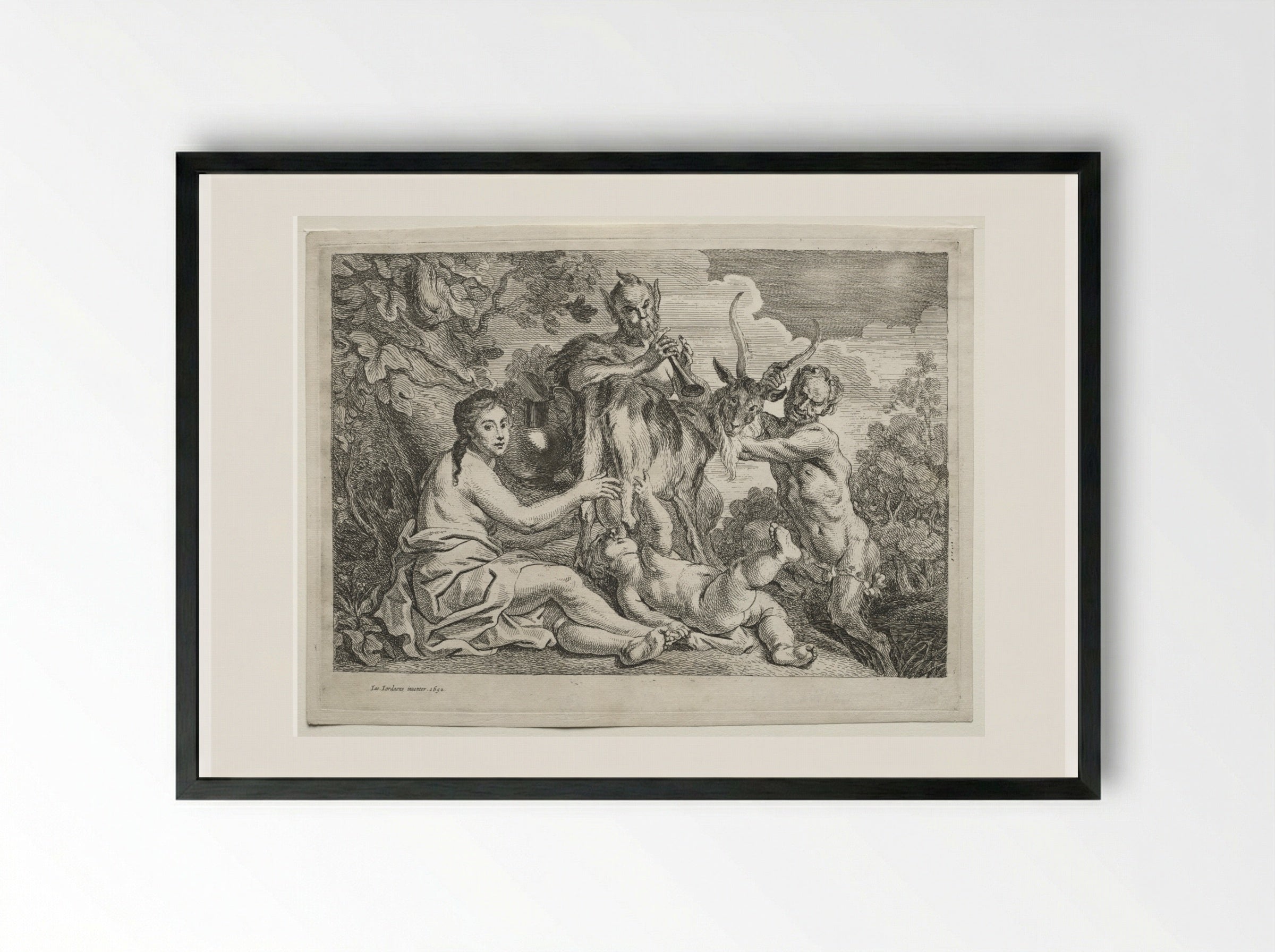 Jupiter Nourished by the Goat Amalthea - Jacob Jordaens - Framed Print Black
