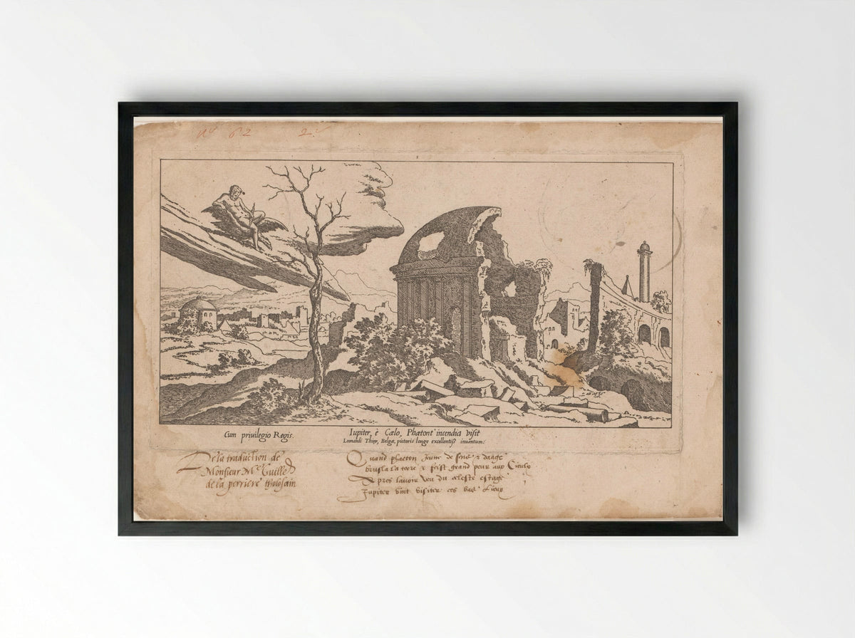 Jupiter Surveys the Damage Caused by Phaeton's Fall - Léon Davent - Framed Print Black