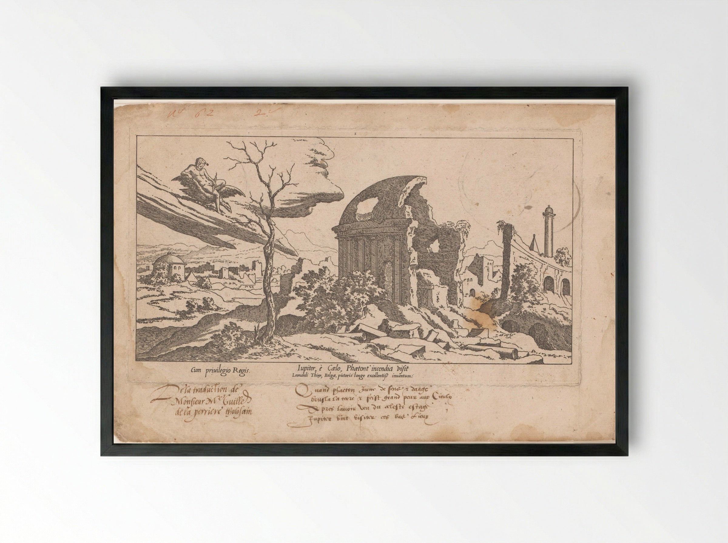 Jupiter Surveys the Damage Caused by Phaeton's Fall - Léon Davent - Framed Print Black