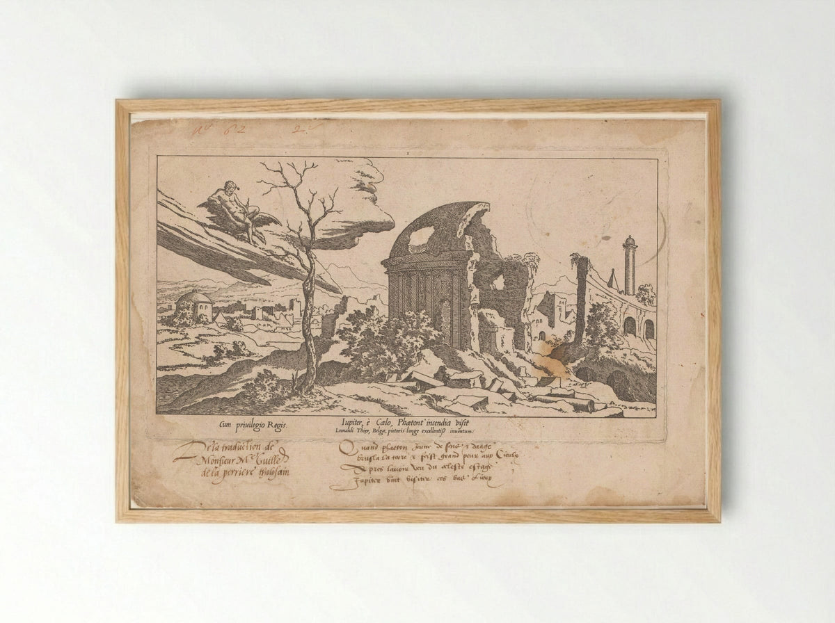 Jupiter Surveys the Damage Caused by Phaeton's Fall - Léon Davent - Framed Print Wood