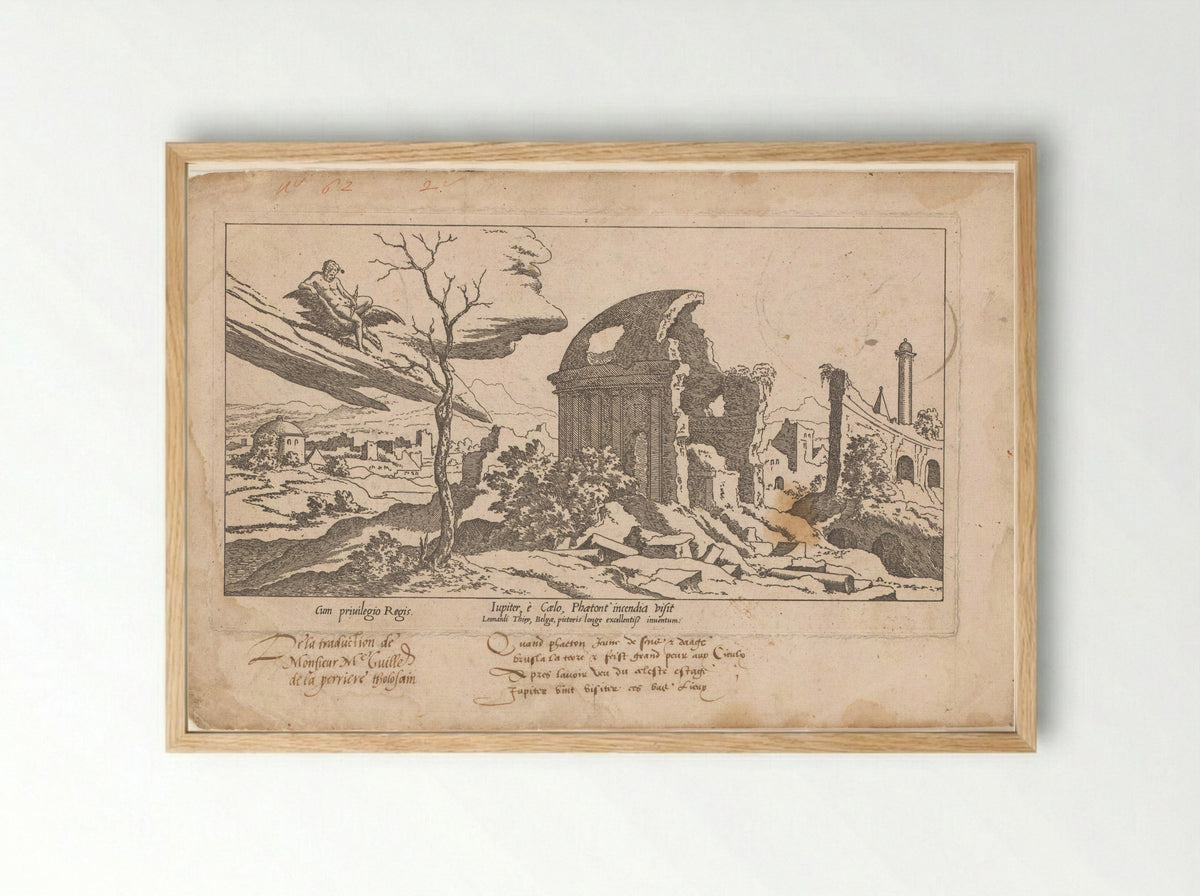 Jupiter Surveys the Damage Caused by Phaeton's Fall - Léon Davent - Framed Print Wood