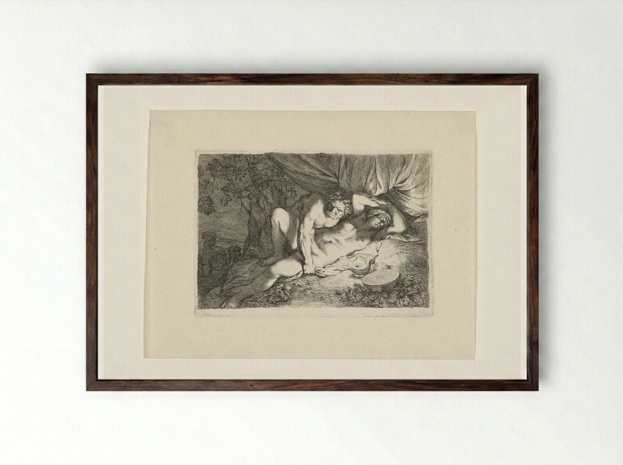 Jupiter and Antiope - Gerard de Lairesse - Framed Print Dark Wood