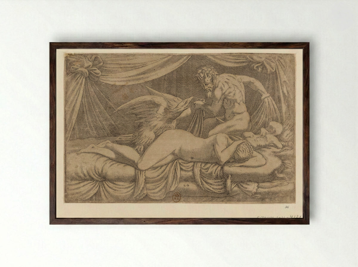 Jupiter and Antiope - Léon Davent - Framed Print Dark Wood