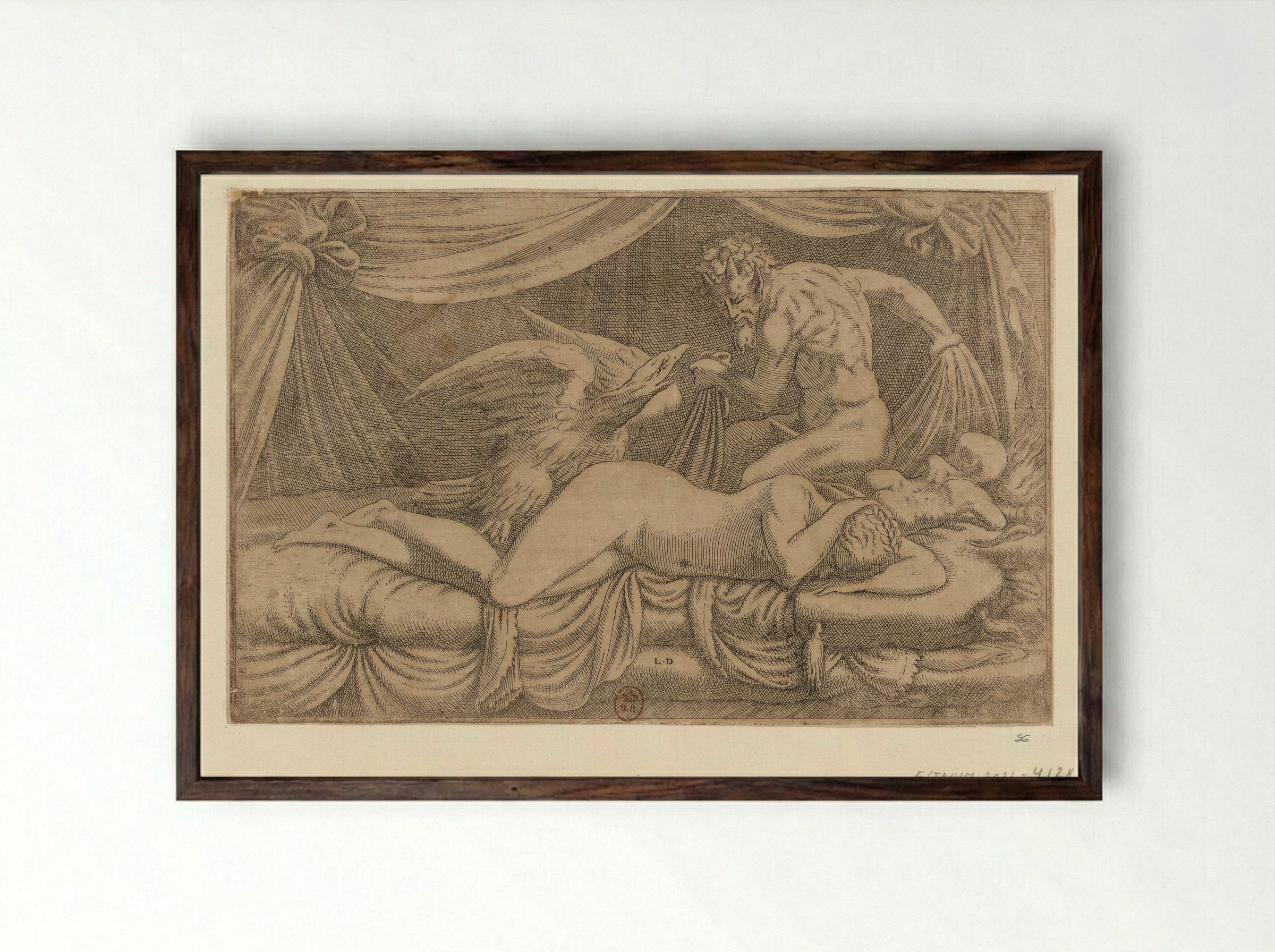 Jupiter and Antiope - Léon Davent - Framed Print Dark Wood
