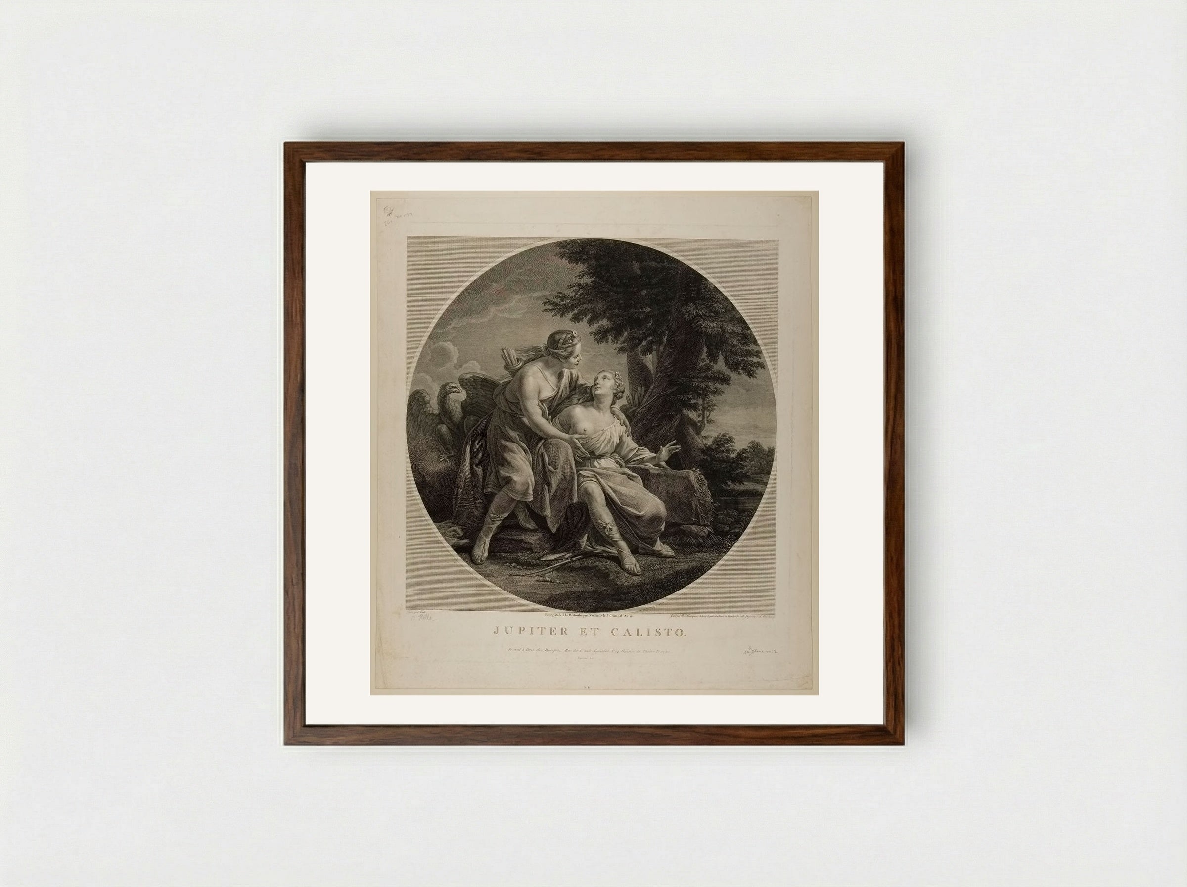 Jupiter and Callisto - Benoit Louis Henriquez - Framed Print Dark Wood