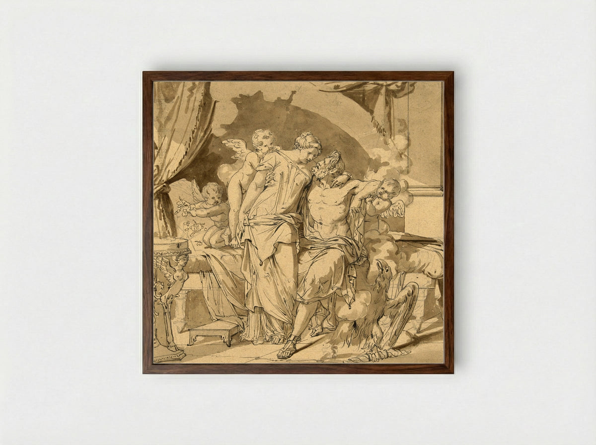 Jupiter and Juno Embracing - Jean-François Bosio - Framed Print Dark Wood