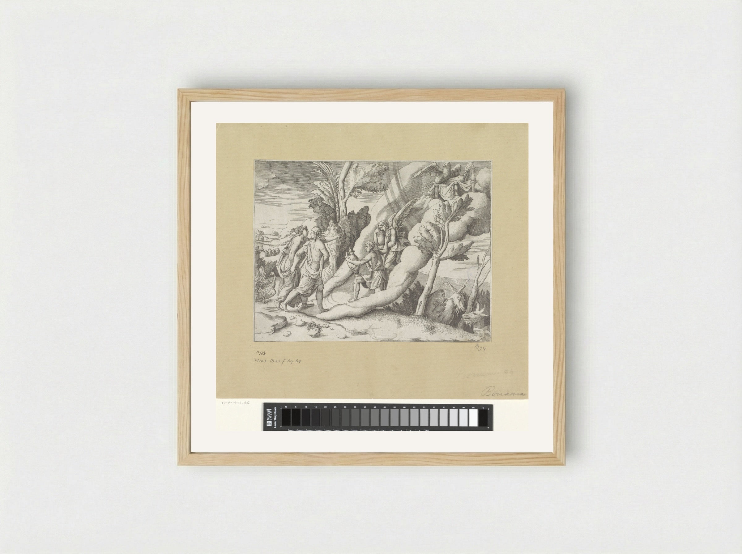 Jupiter and Juno Received in Heaven by Ganymede and Hebe - Giulio Bonasone - Framed Print Wood