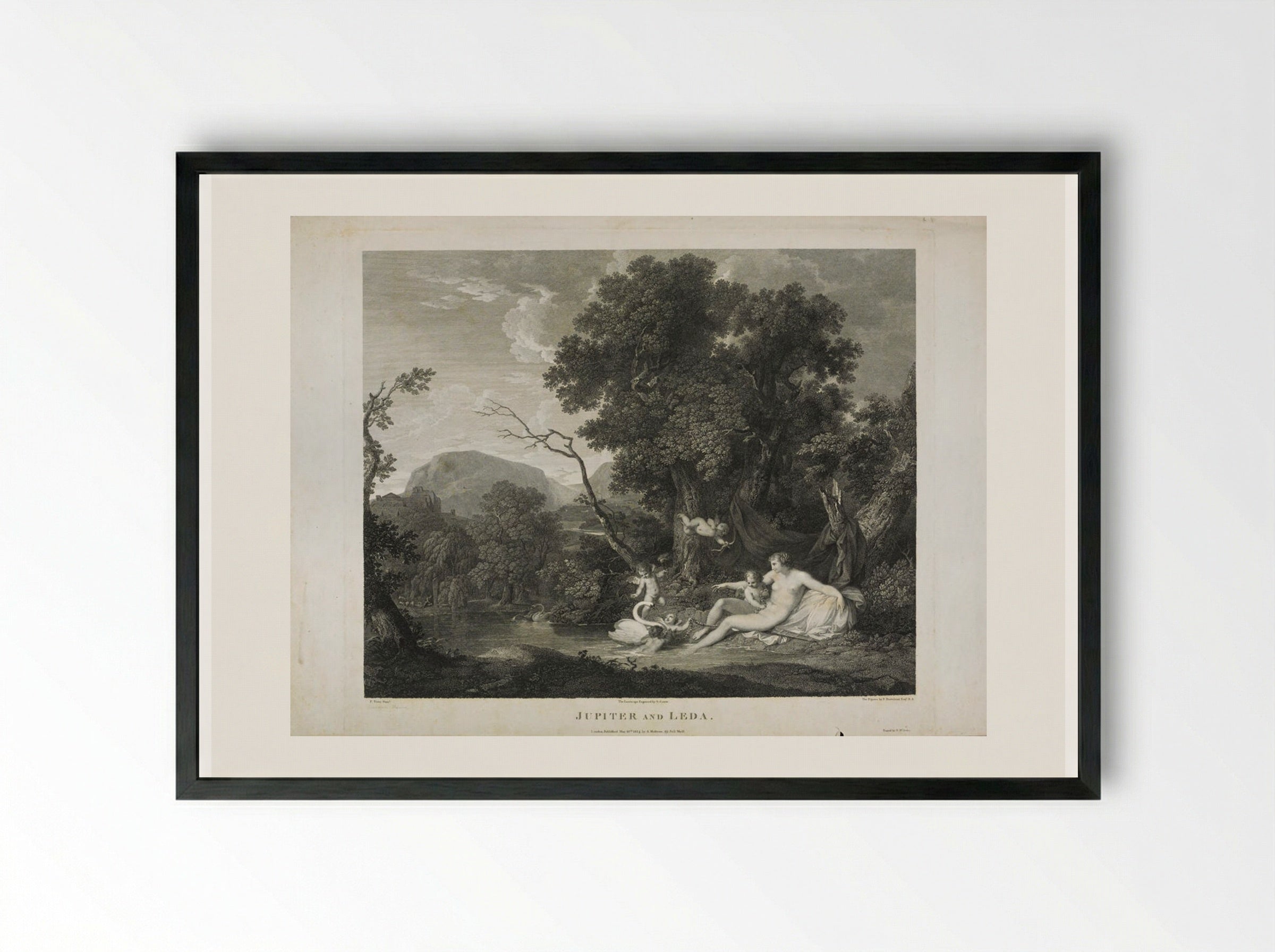 Jupiter and Leda - Francesco Bartolozzi - Framed Print Black