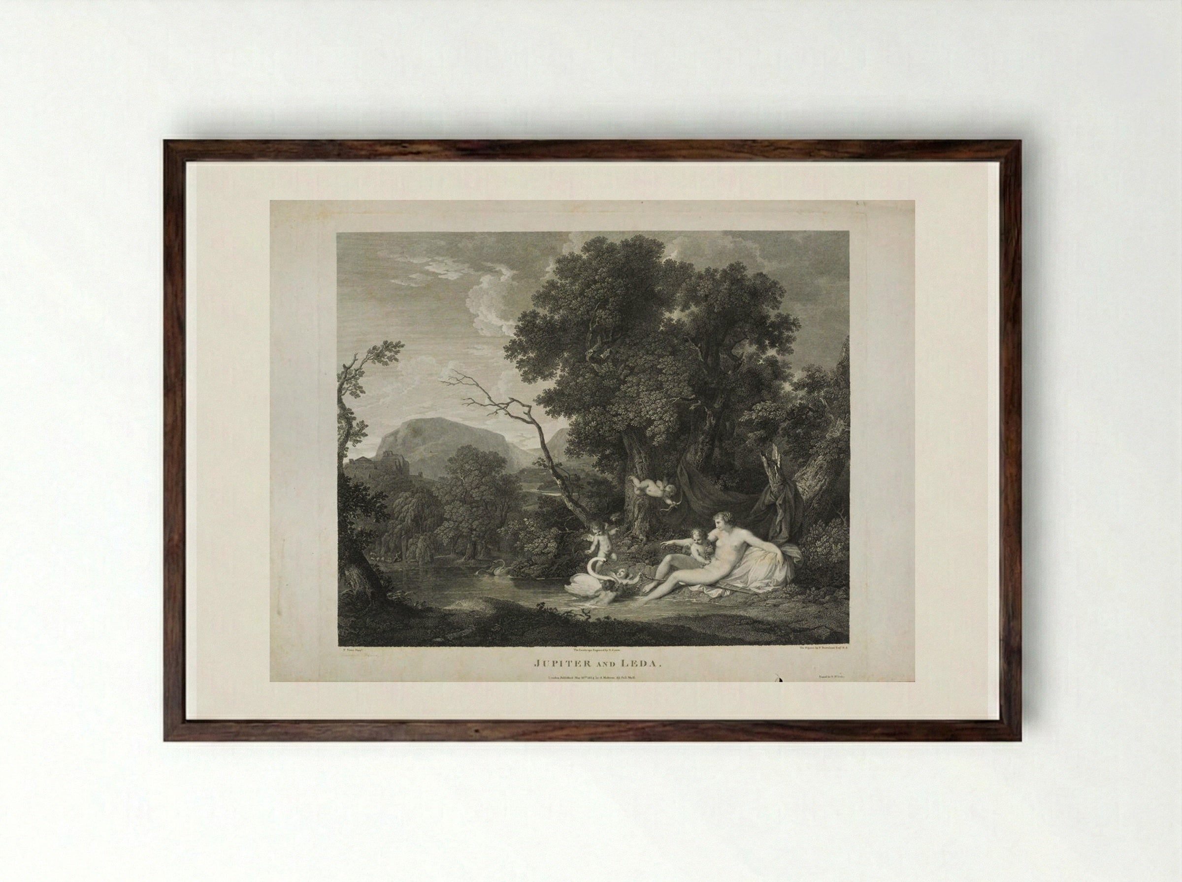Jupiter and Leda - Francesco Bartolozzi - Framed Print Dark Wood