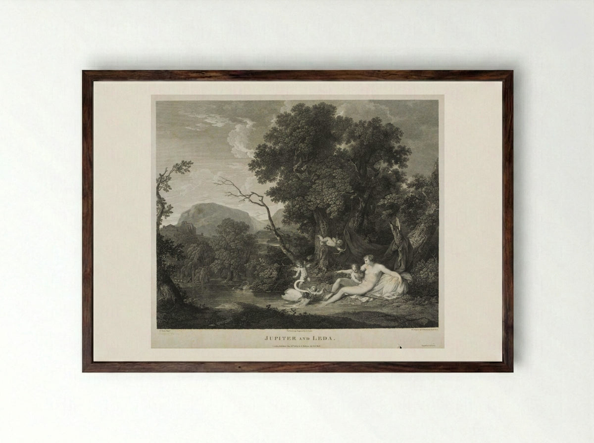 Jupiter and Leda - Francesco Bartolozzi - Framed Print Dark Wood