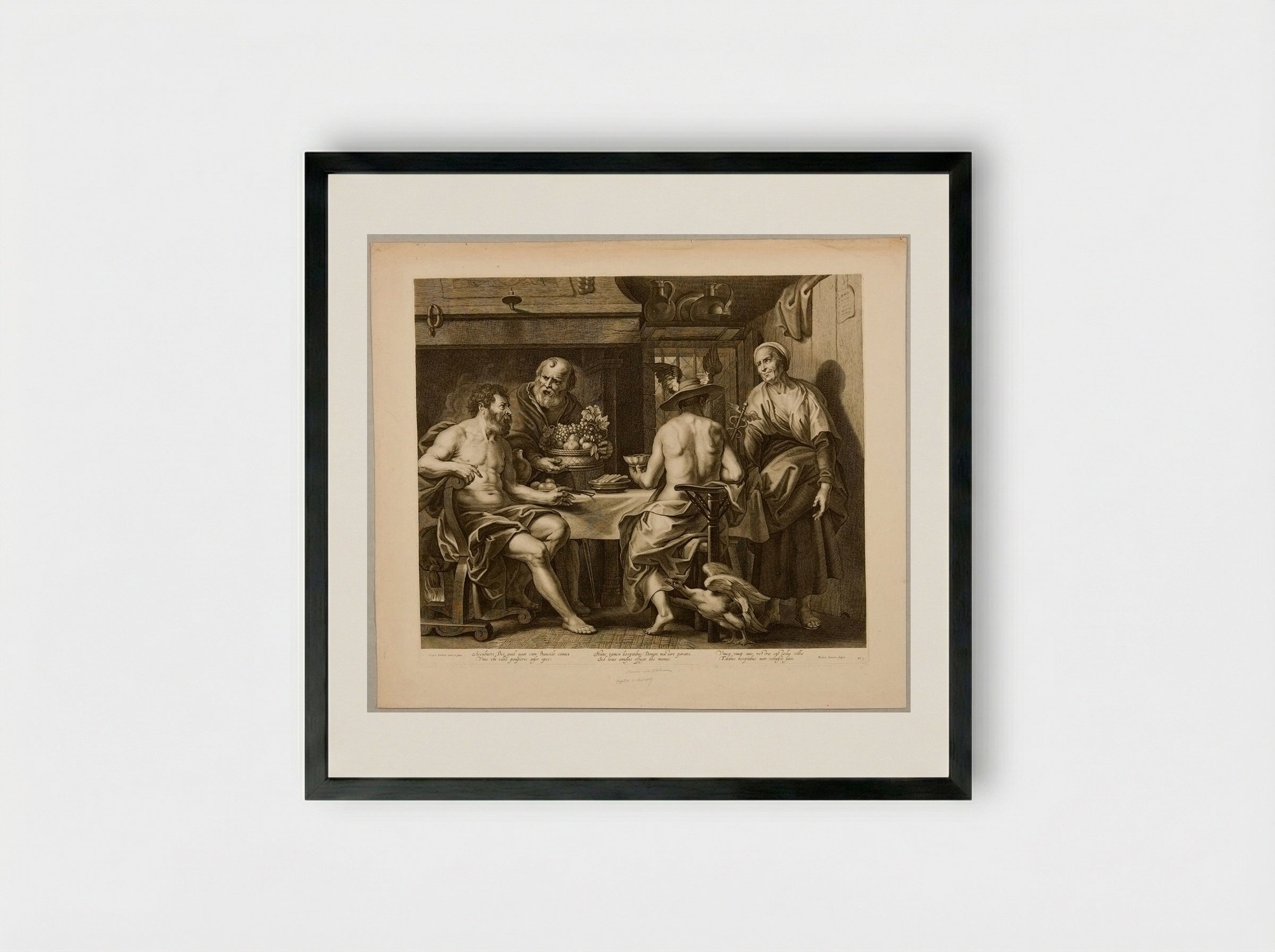 Jupiter and Mercury with Philemon and Baucis - Nicolas Lauwers - Framed Print Black